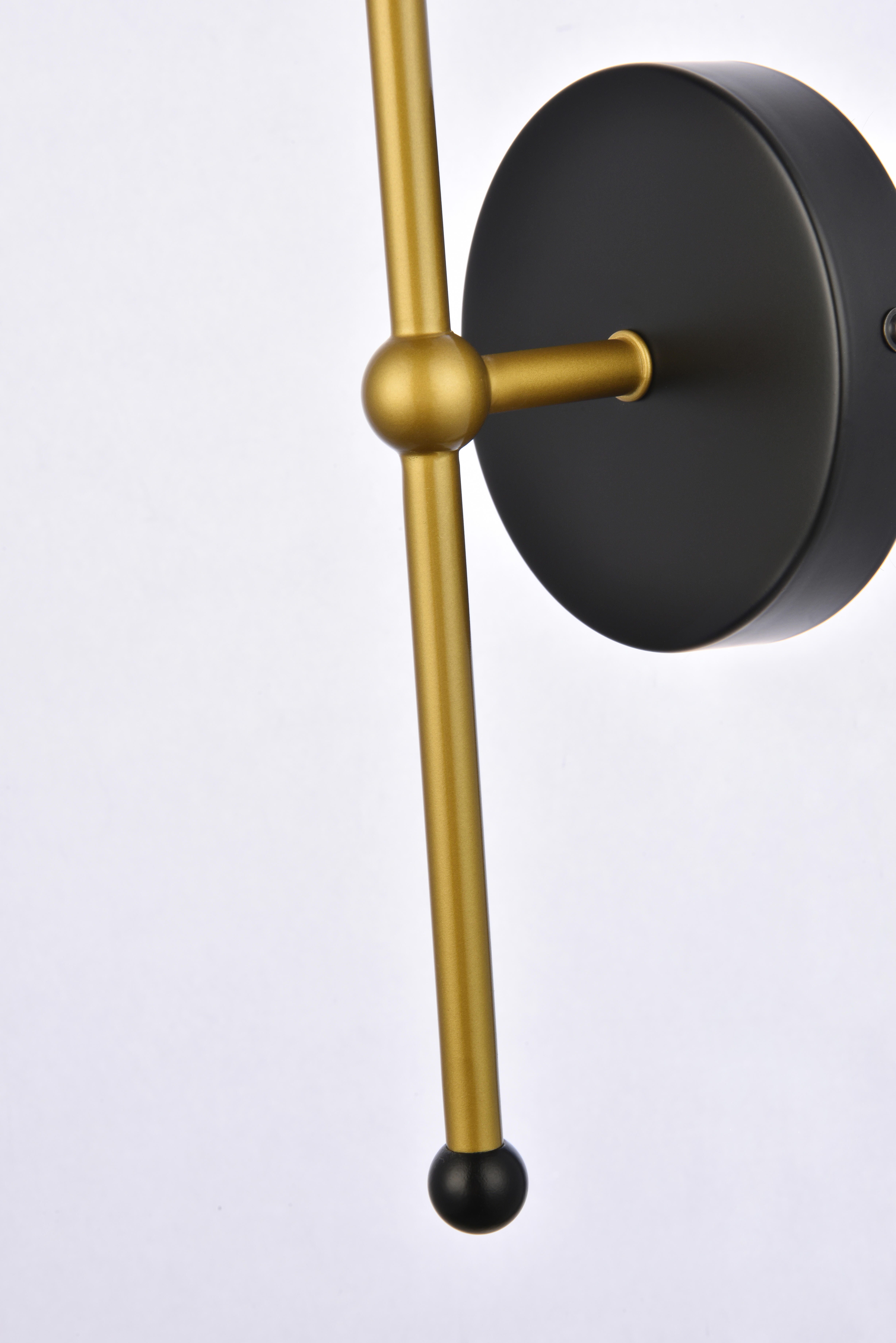 Keely 1 Light Black And Brass Wall Sconce, Black/Brass, large