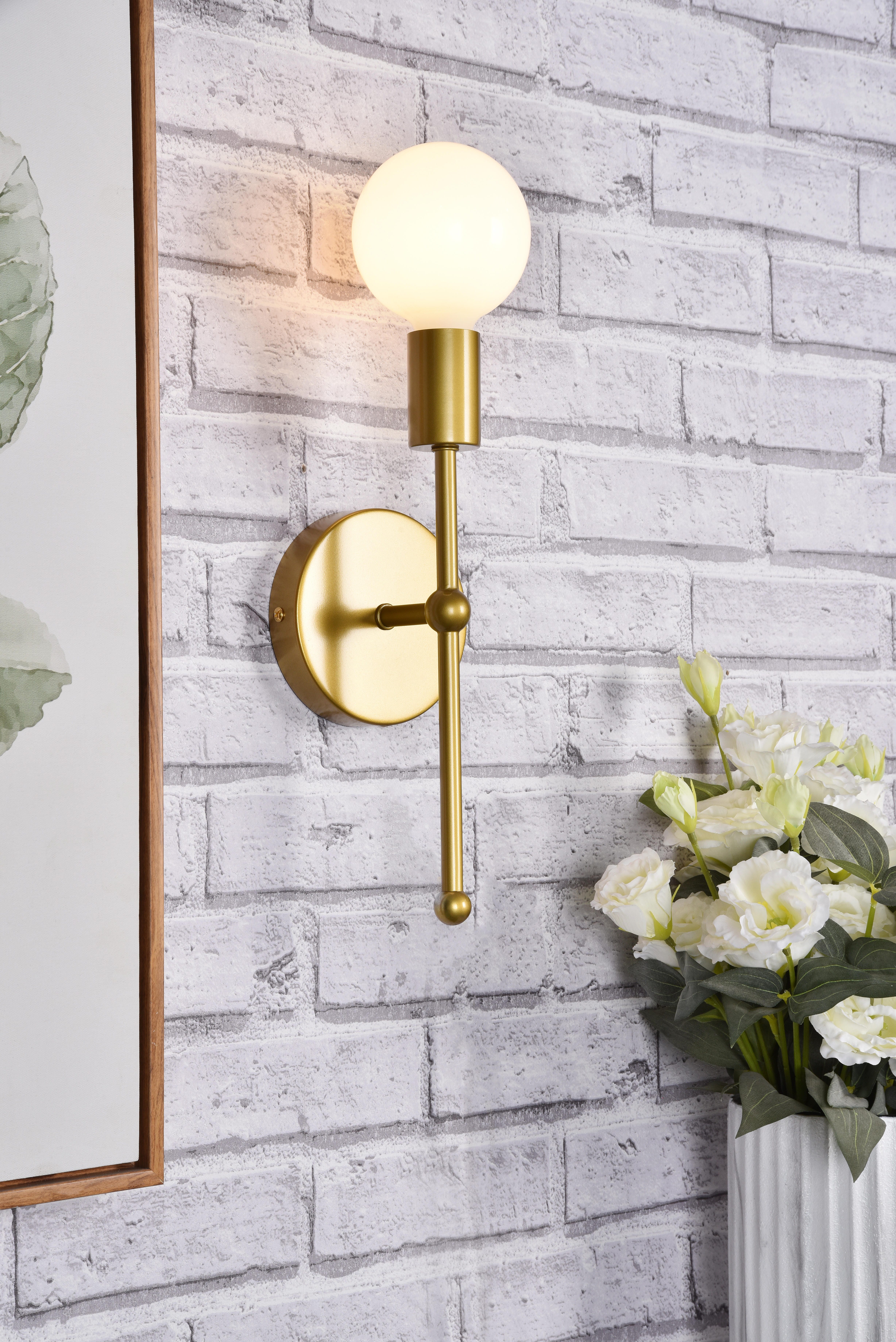 Keely 1 Light Brass Wall Sconce, Brass, large