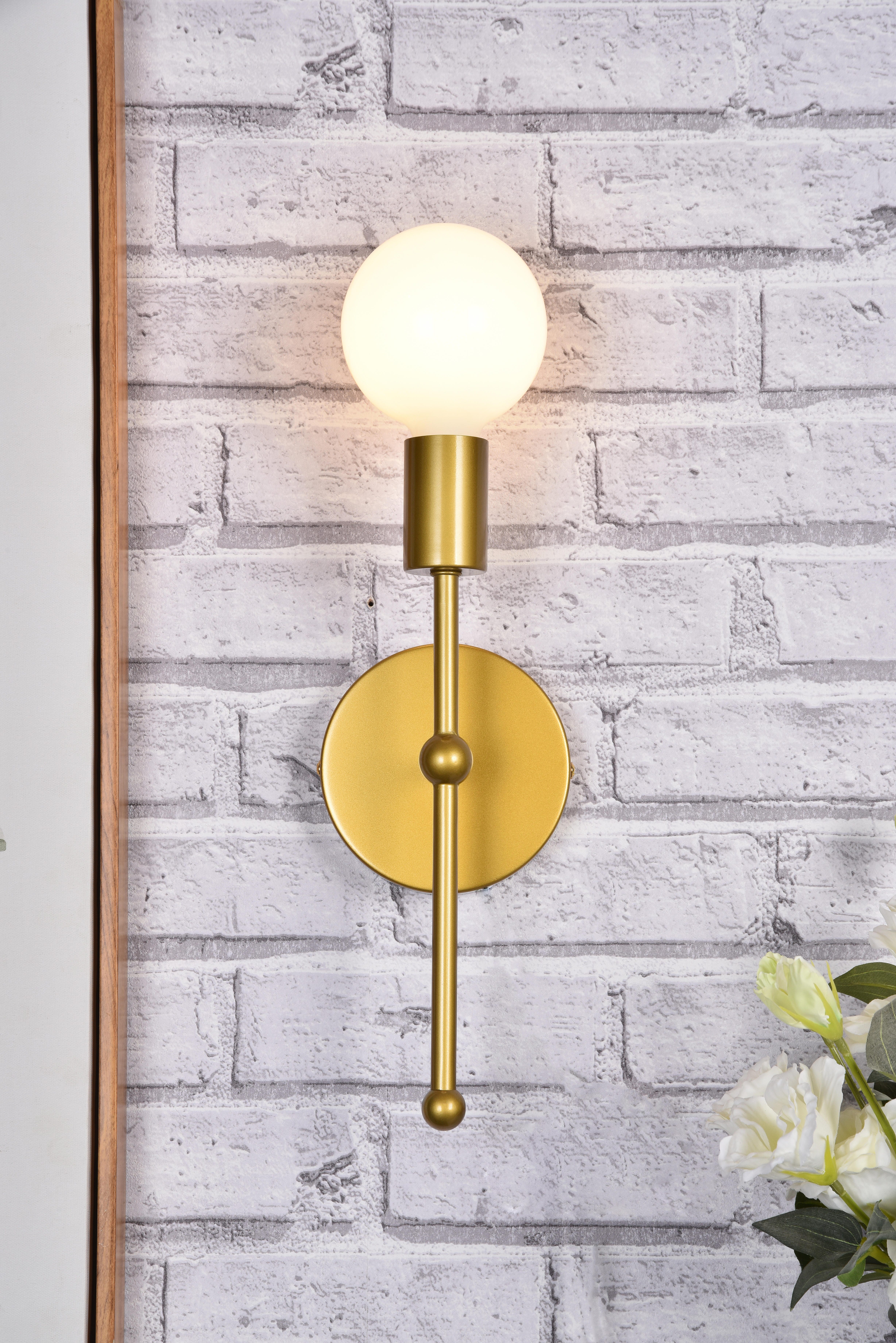 Keely 1 Light Brass Wall Sconce, Brass, large