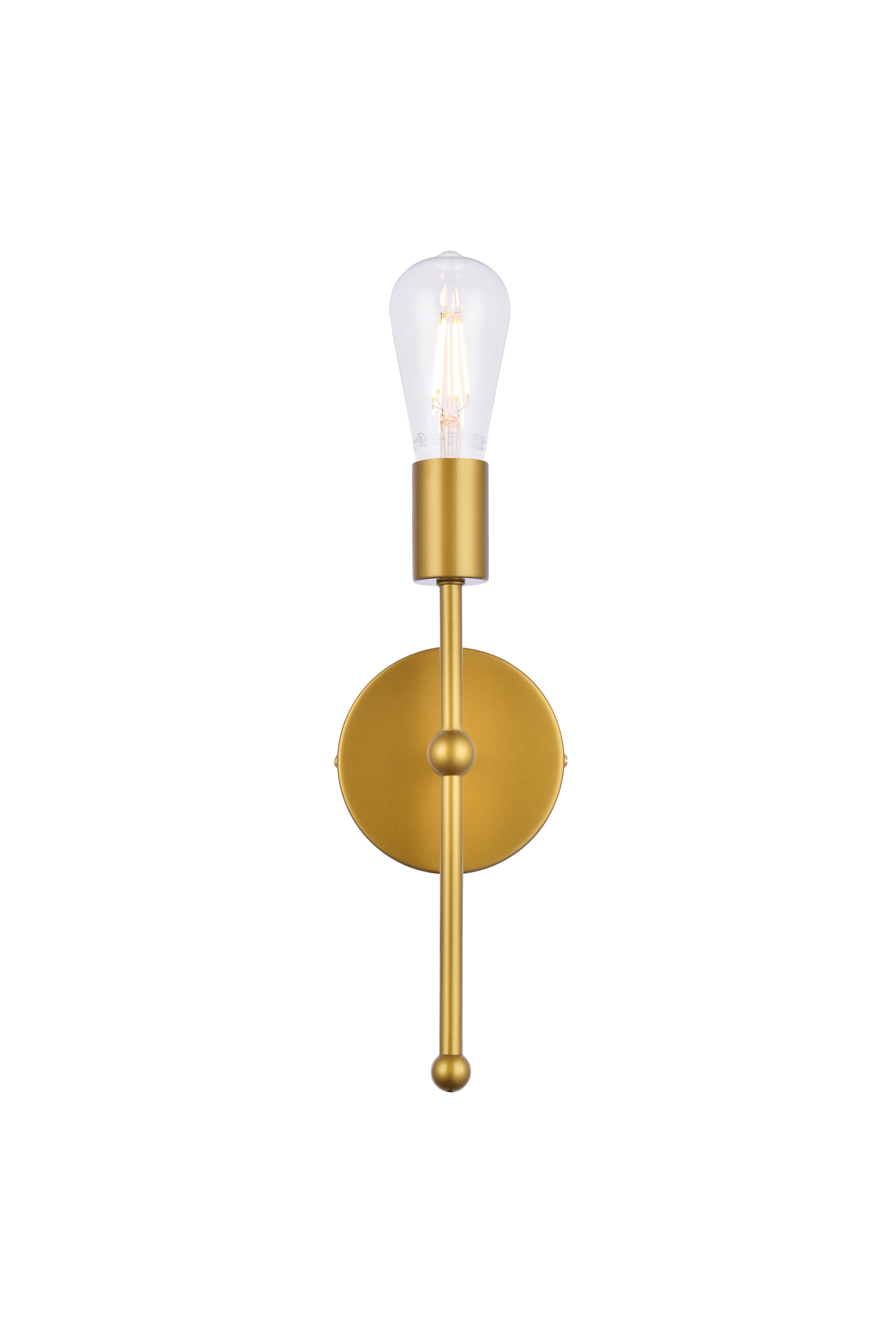 Keely 1 Light Brass Wall Sconce, Brass, large