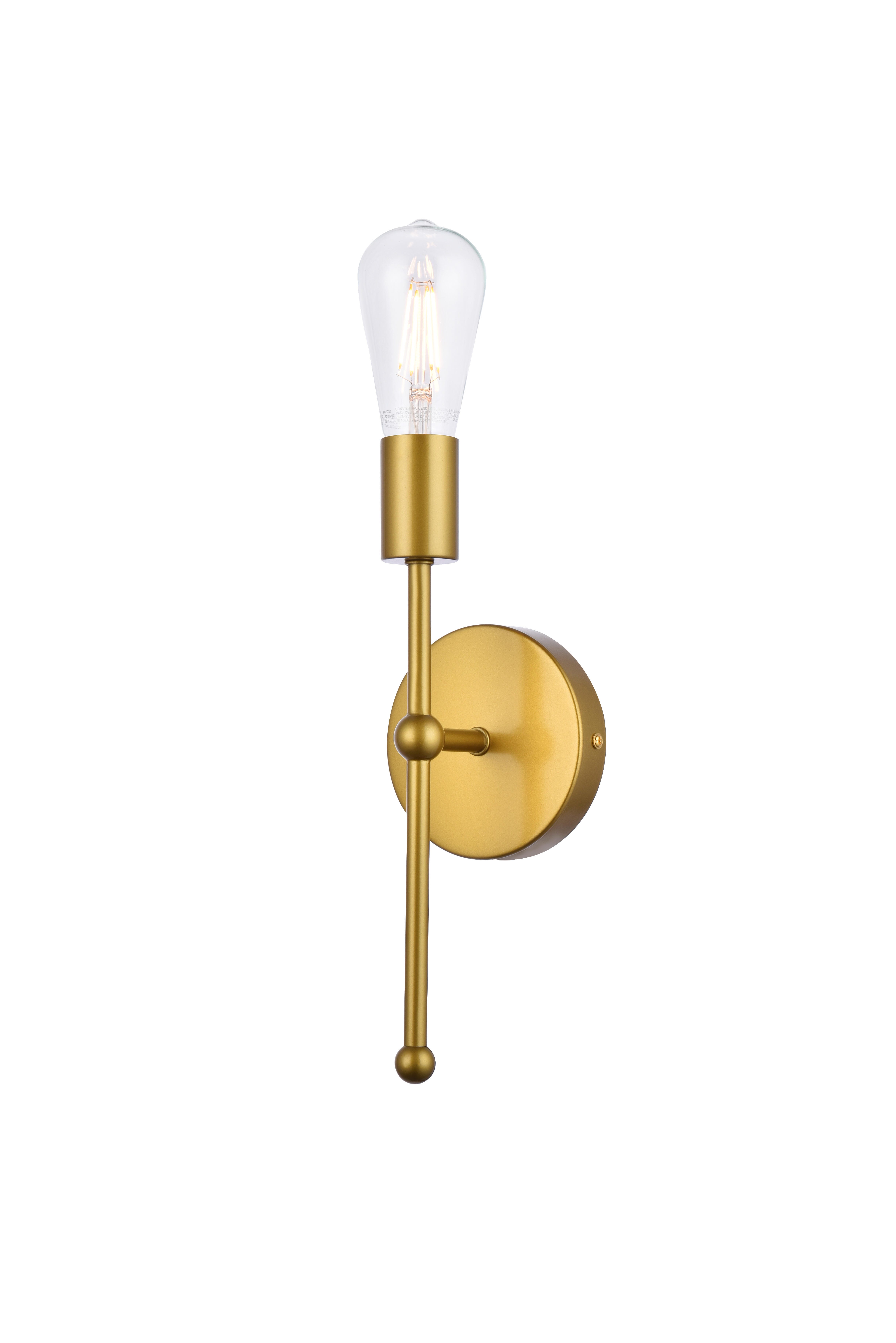 Keely 1 Light Brass Wall Sconce, Brass, large