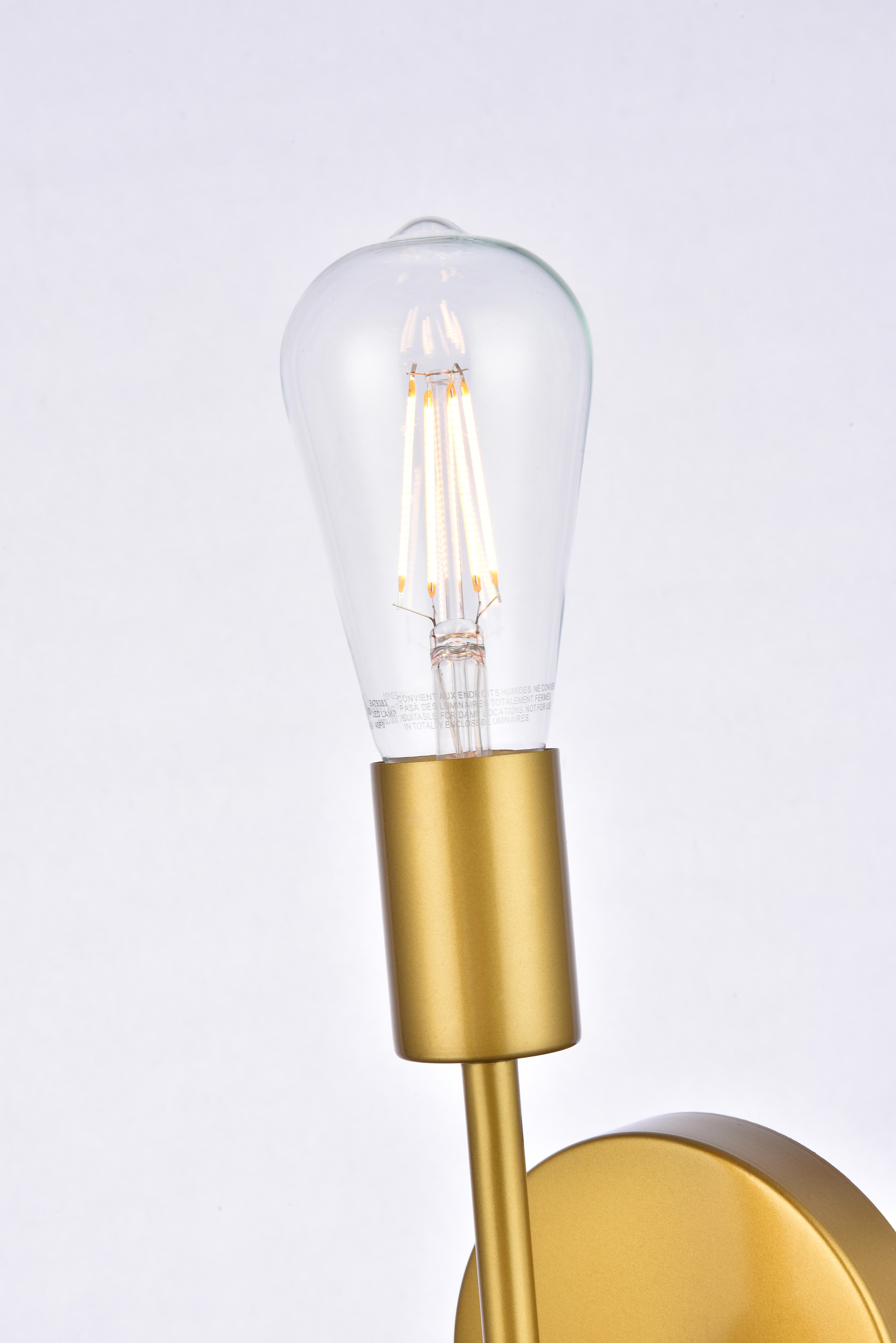 Keely 1 Light Brass Wall Sconce, Brass, large