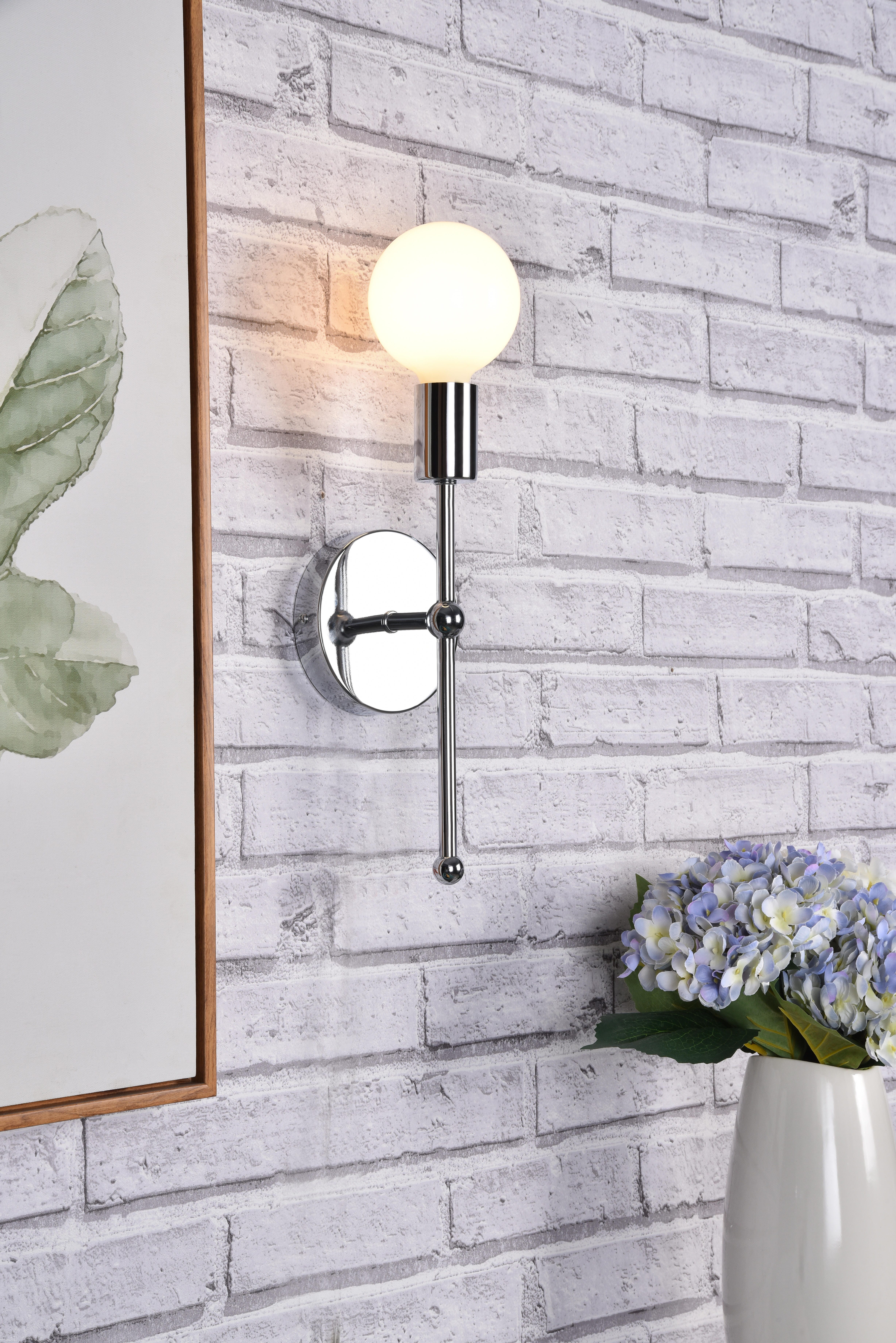 Keely 1 Light Chrome Wall Sconce, Chrome, rollover