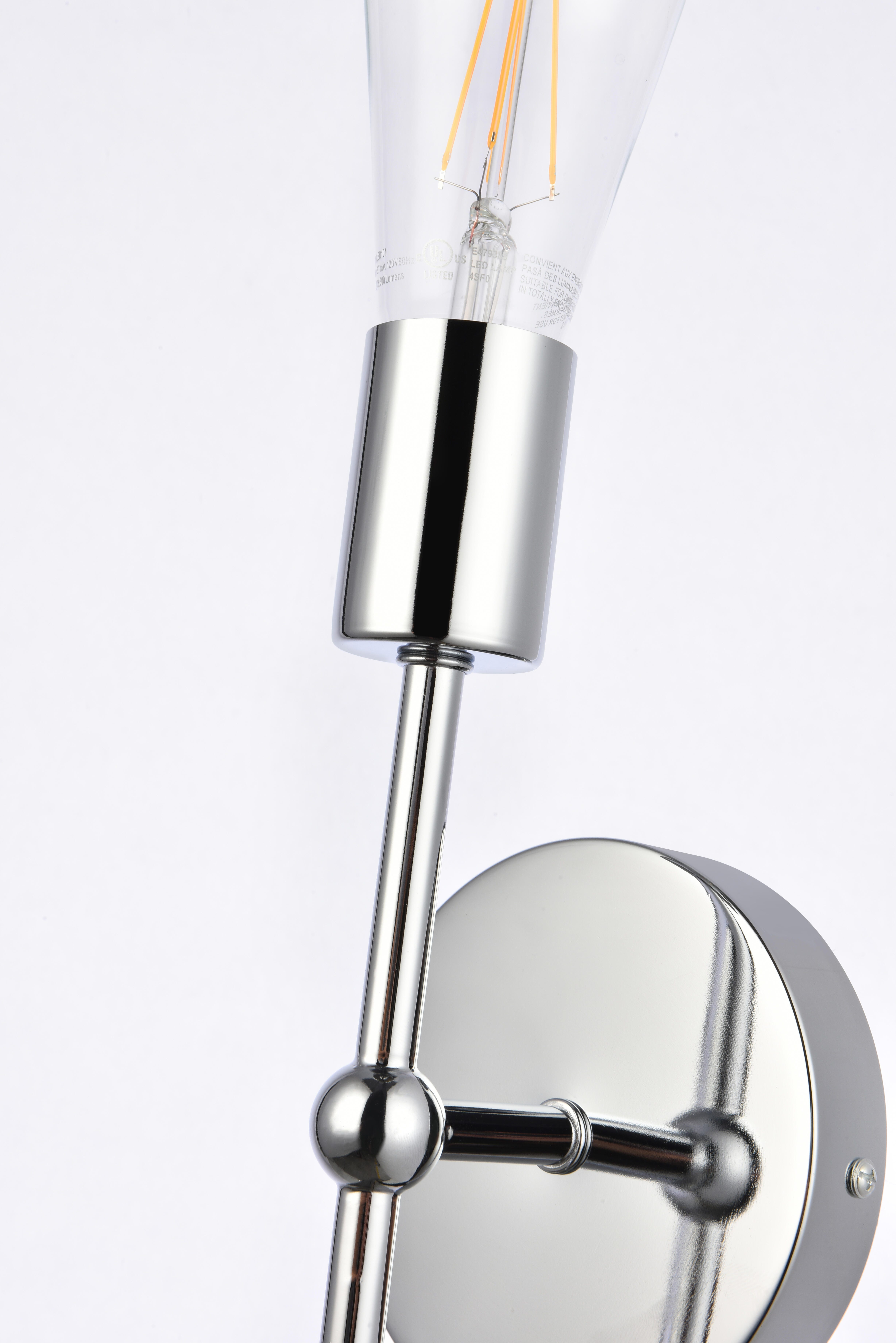 Keely 1 Light Chrome Wall Sconce, Chrome, large