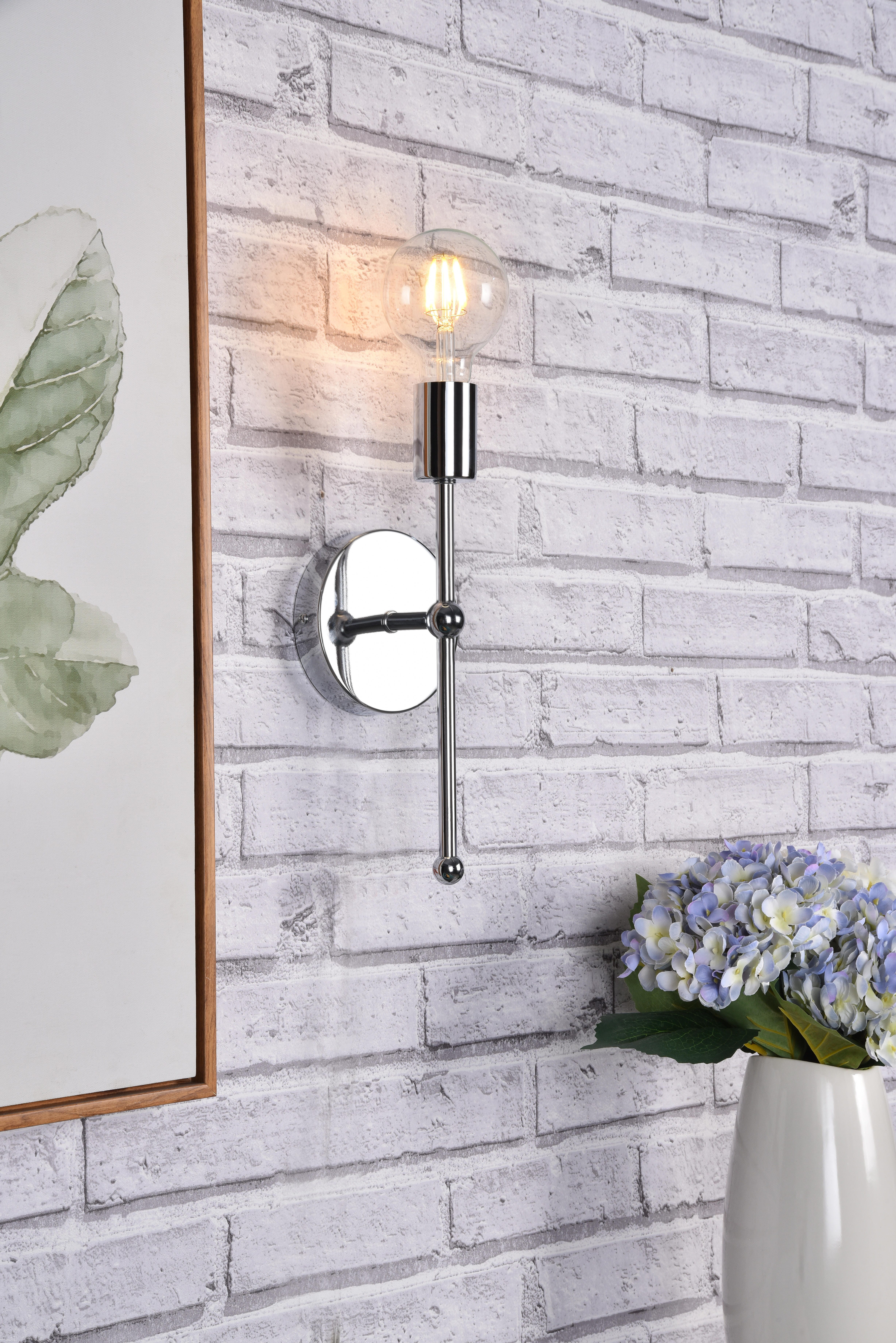 Keely 1 Light Chrome Wall Sconce, Chrome, large
