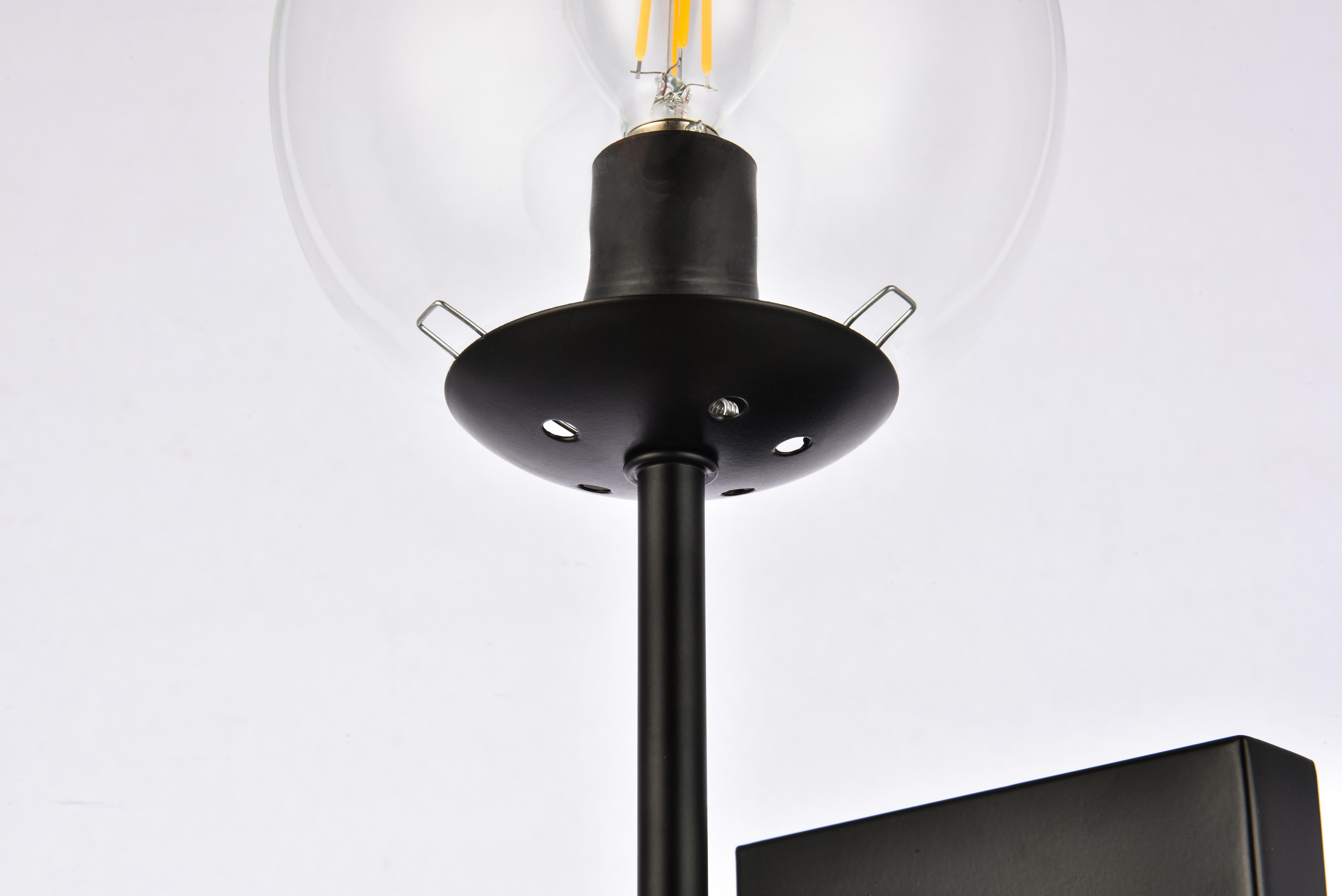 Neri 2 Lights Black And Clear Glass Wall Sconce, Black/Clear, large