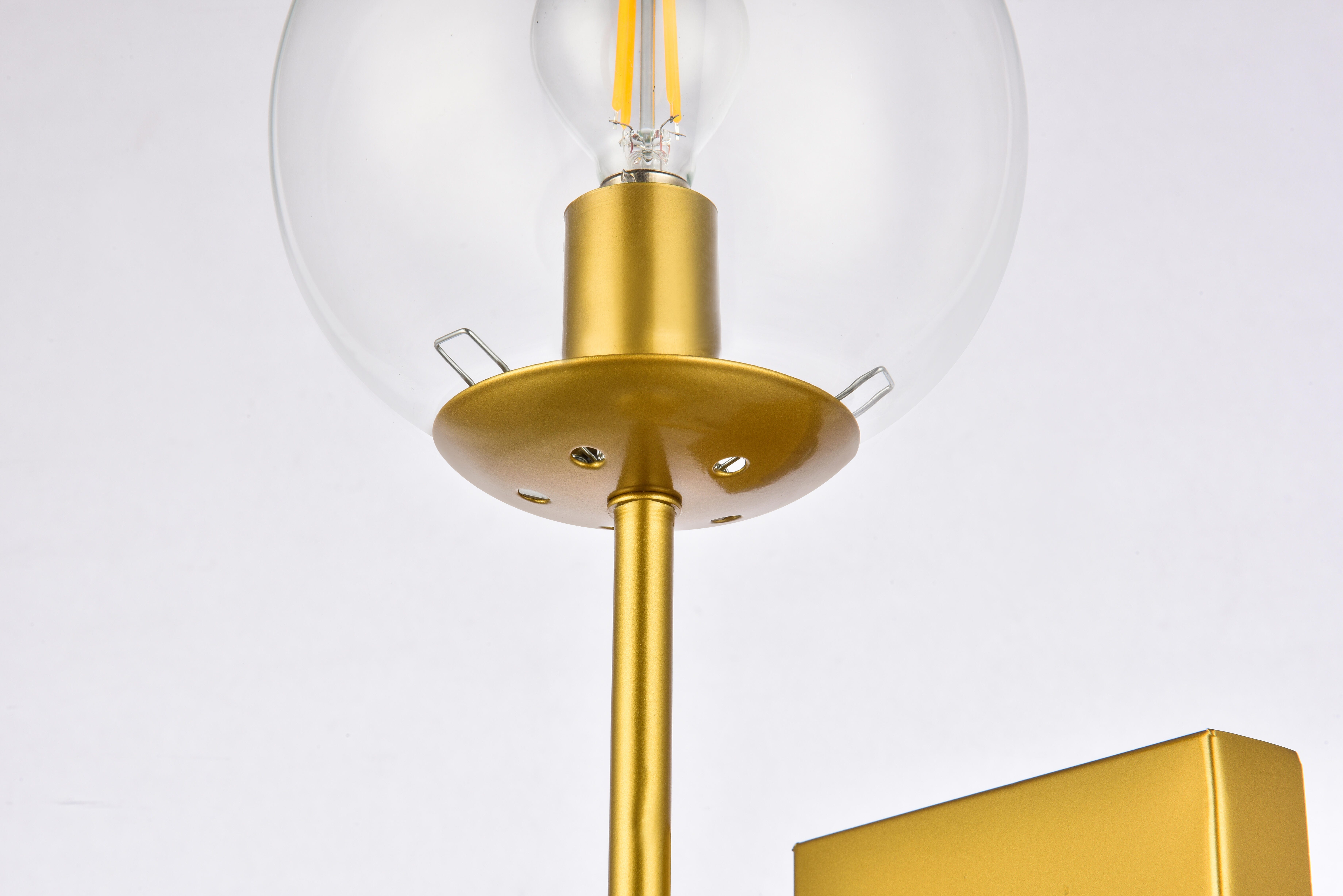 Neri 2 Lights Brass And Clear Glass Wall Sconce, Brass/Clear, large