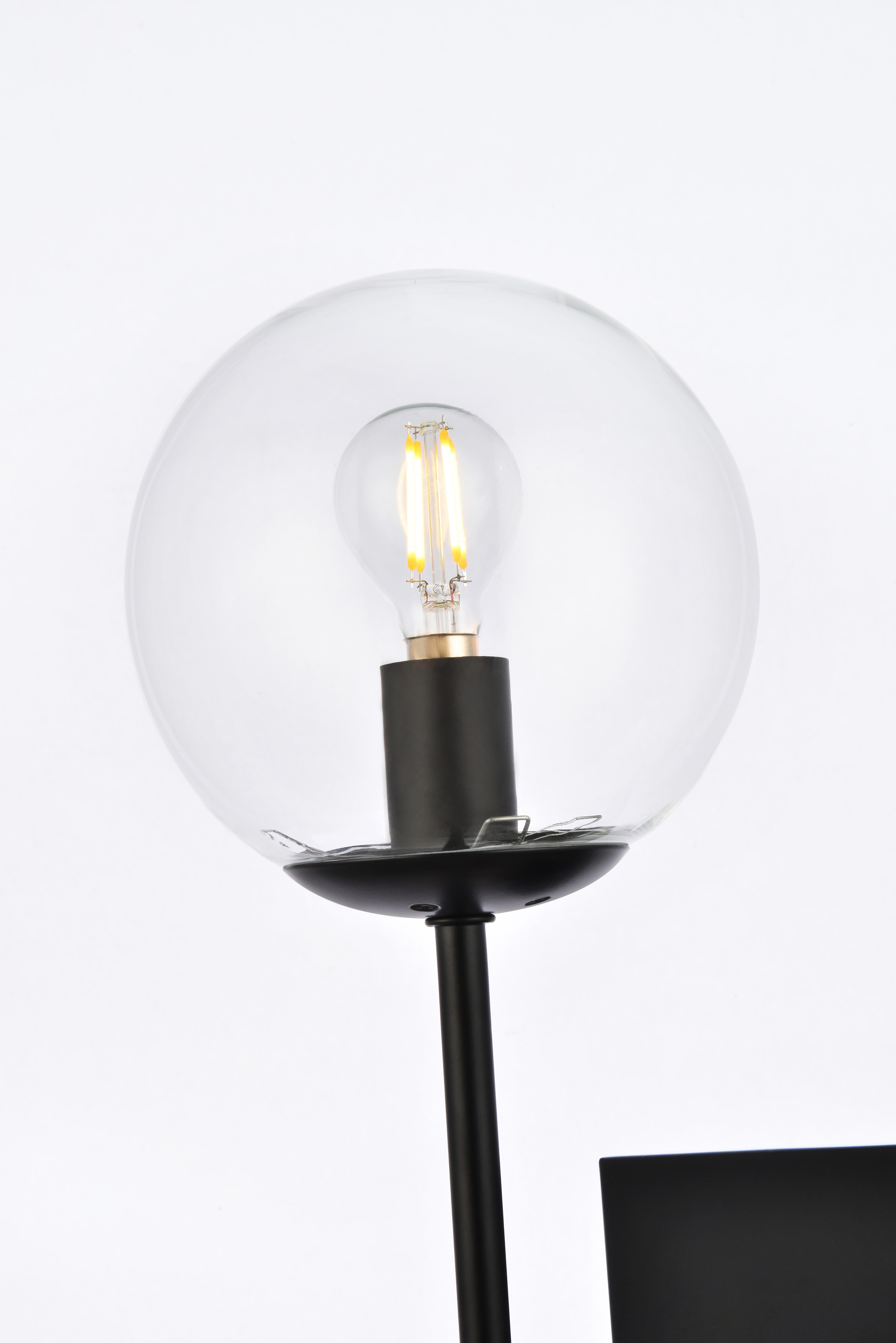 Neri 1 Light Black And Clear Glass Wall Sconce, Black/Clear, large