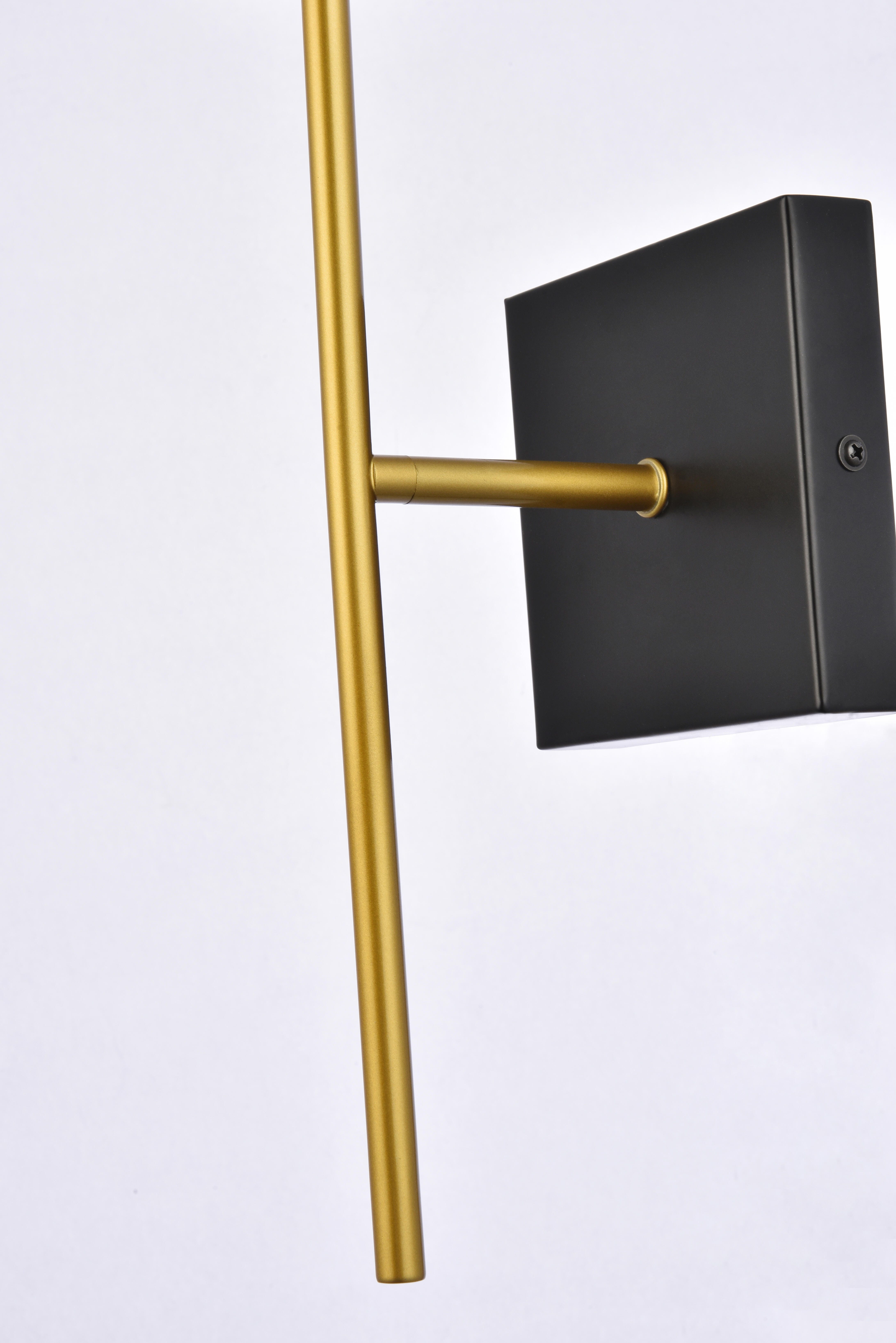 Neri 1 Light Black And Brass And Clear Glass Wall Sconce, Black/Brass/Clear, large