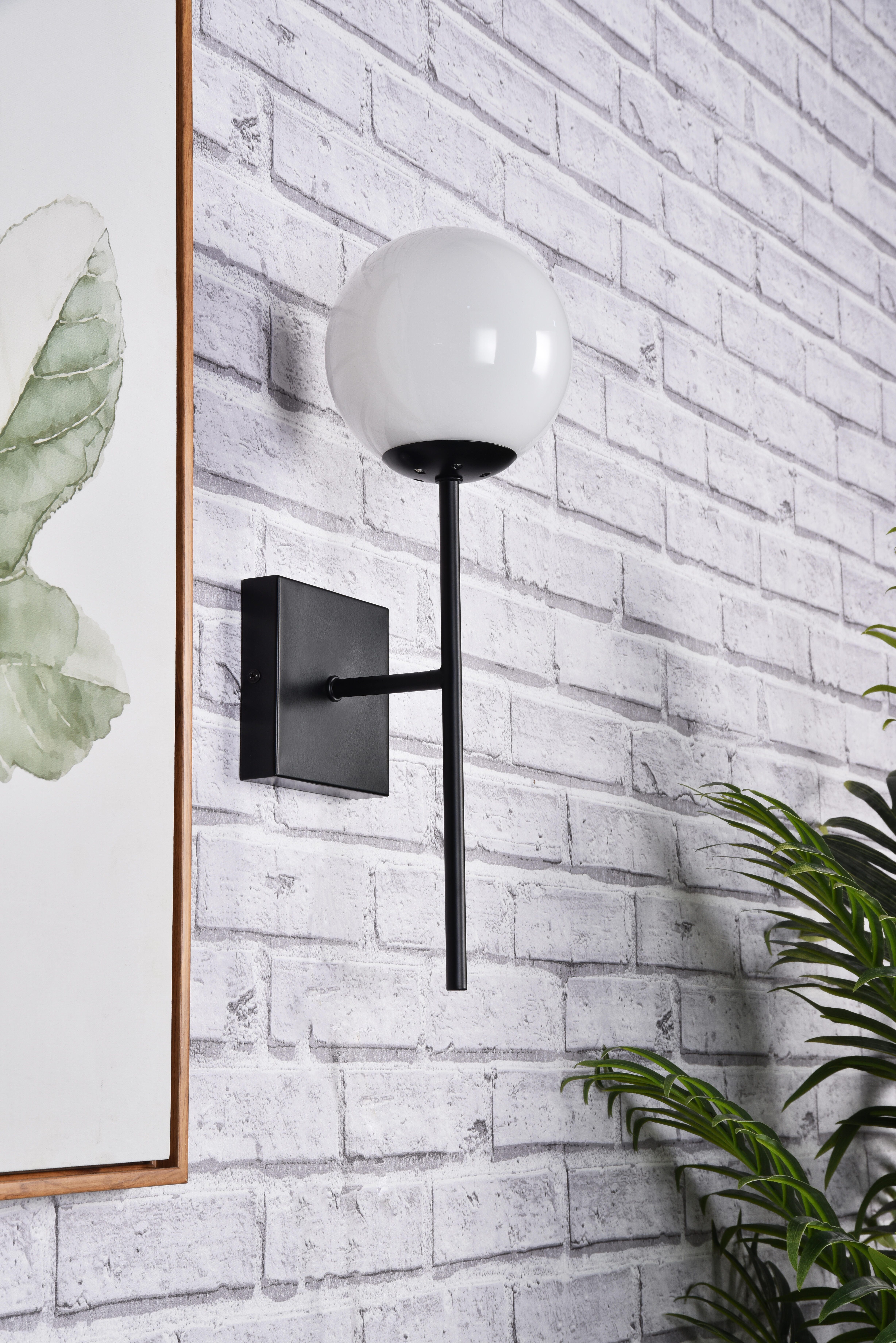 Neri 1 Light Black And White Glass Wall Sconce, Black/White, large