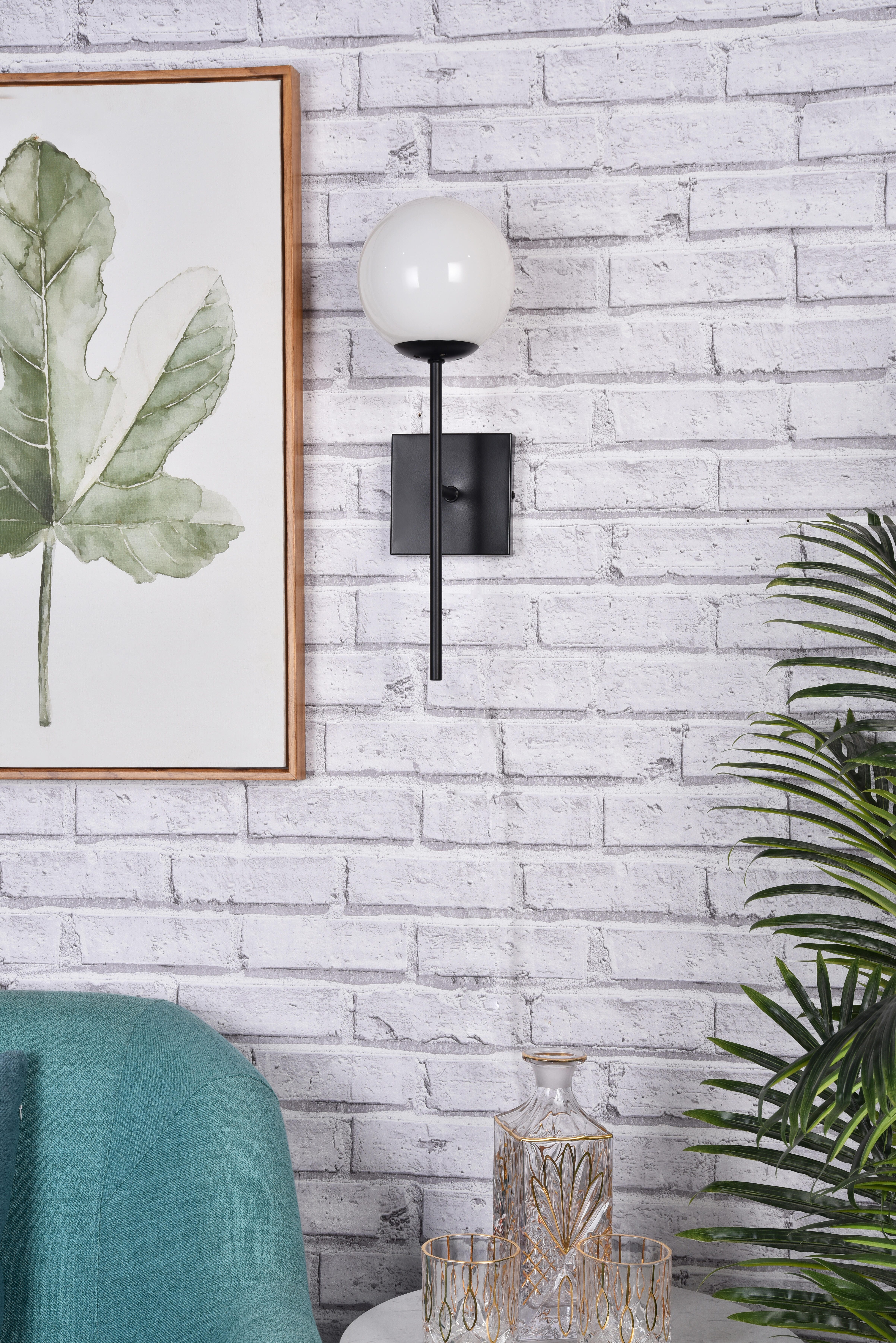 Neri 1 Light Black And White Glass Wall Sconce, Black/White, large