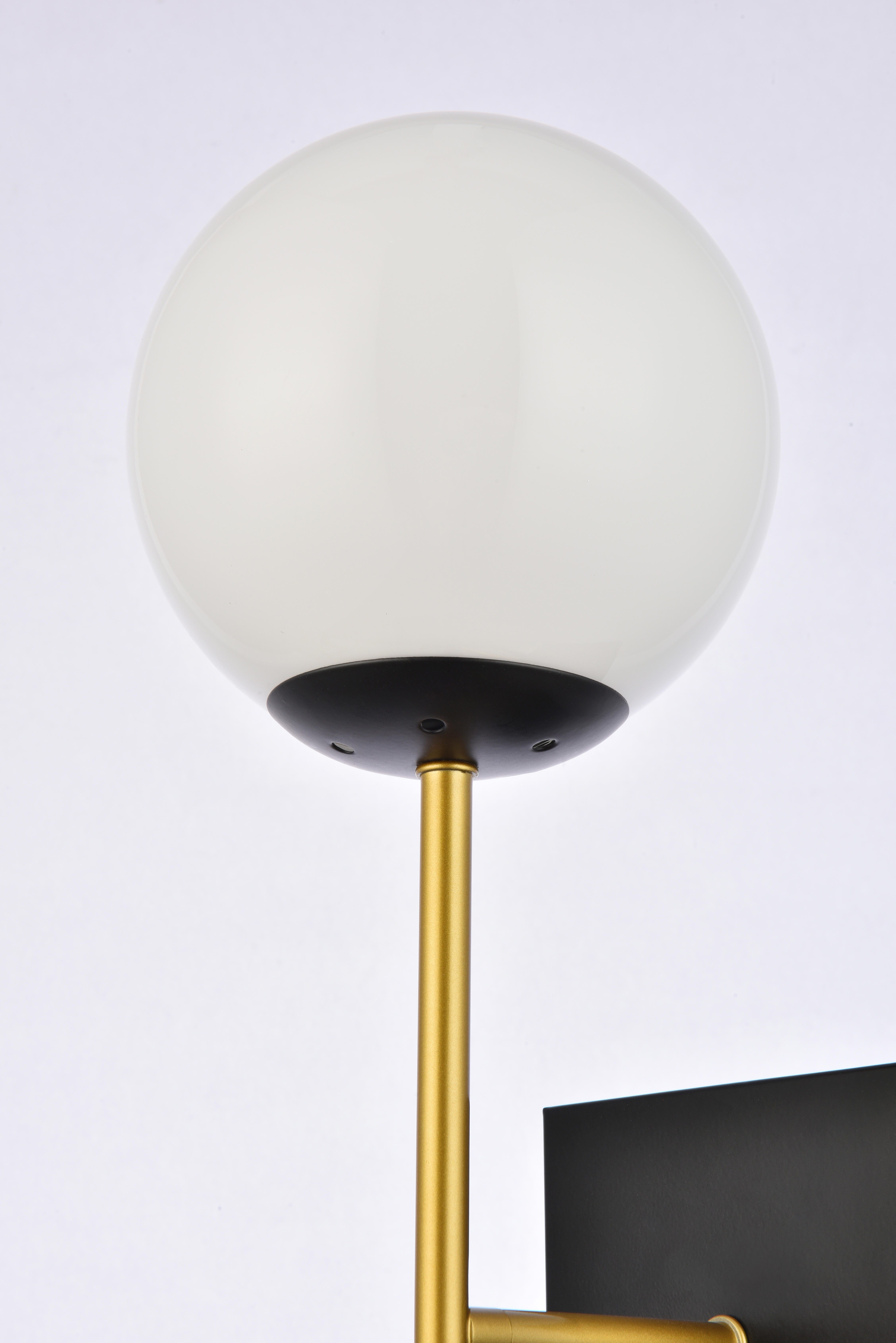 Neri 1 Light Black And Brass And White Glass Wall Sconce, Black/Brass/White, large