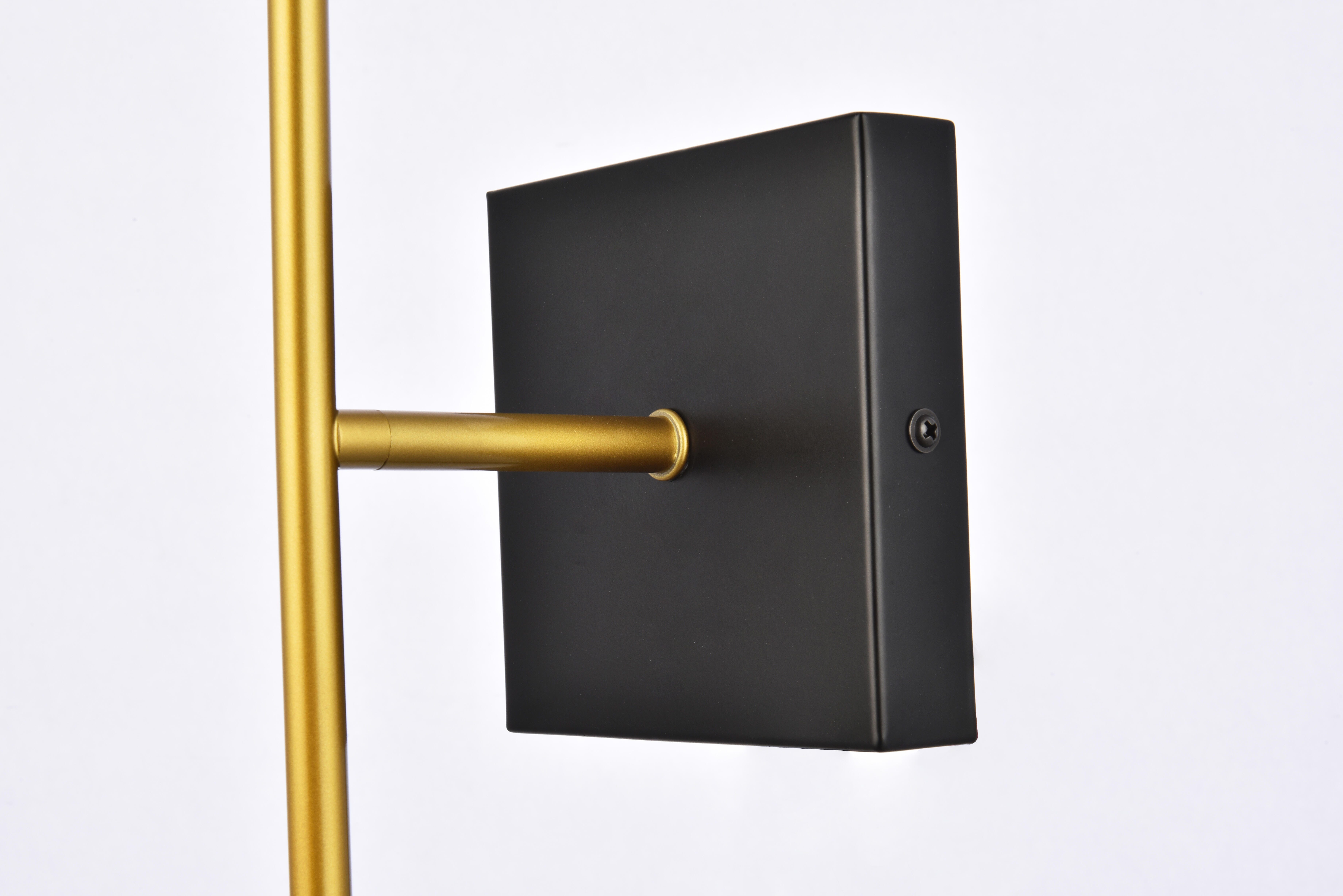 Neri 1 Light Black And Brass And White Glass Wall Sconce, Black/Brass/White, large