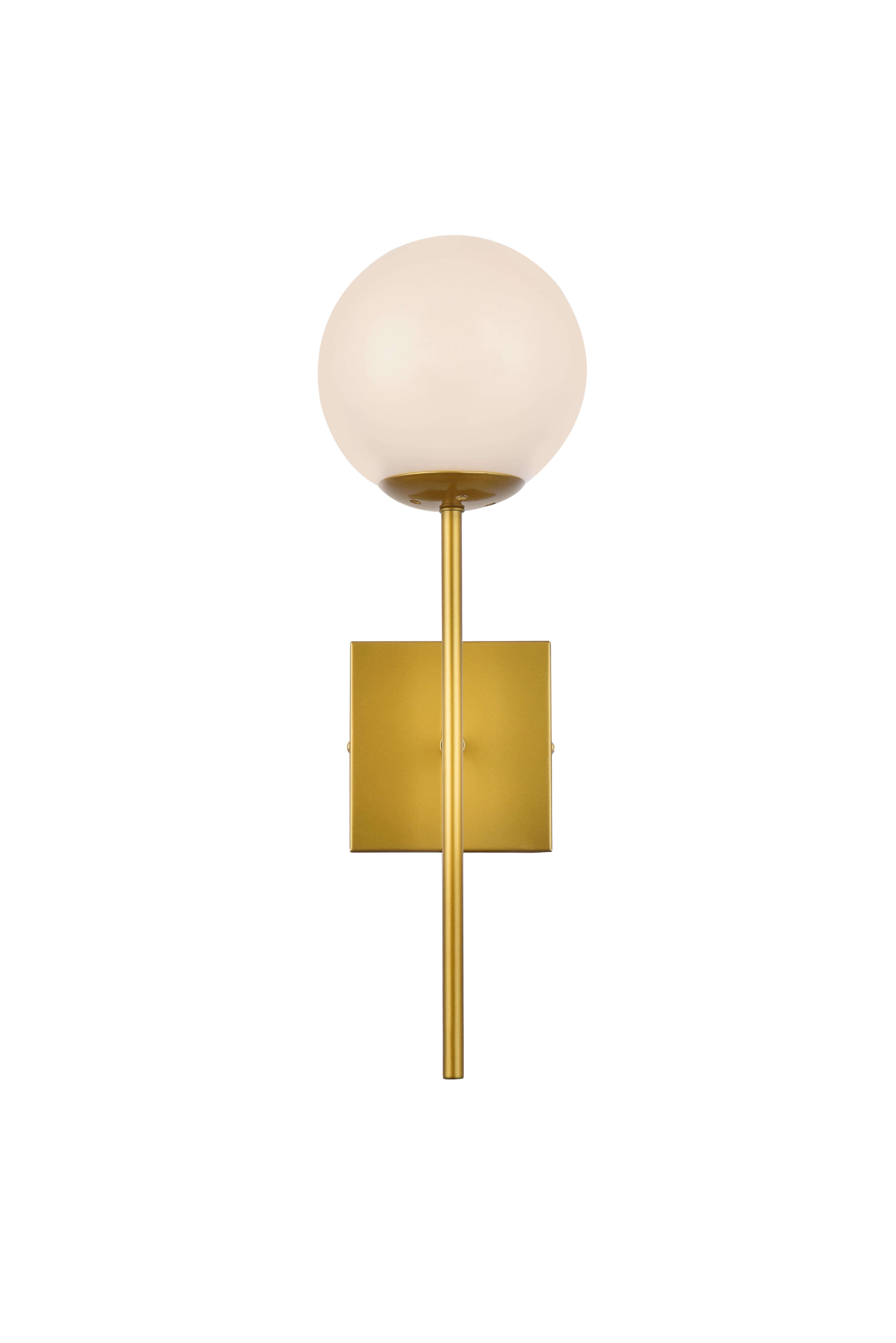 Neri 1 Light Brass And White Glass Wall Sconce, Brass/White, large