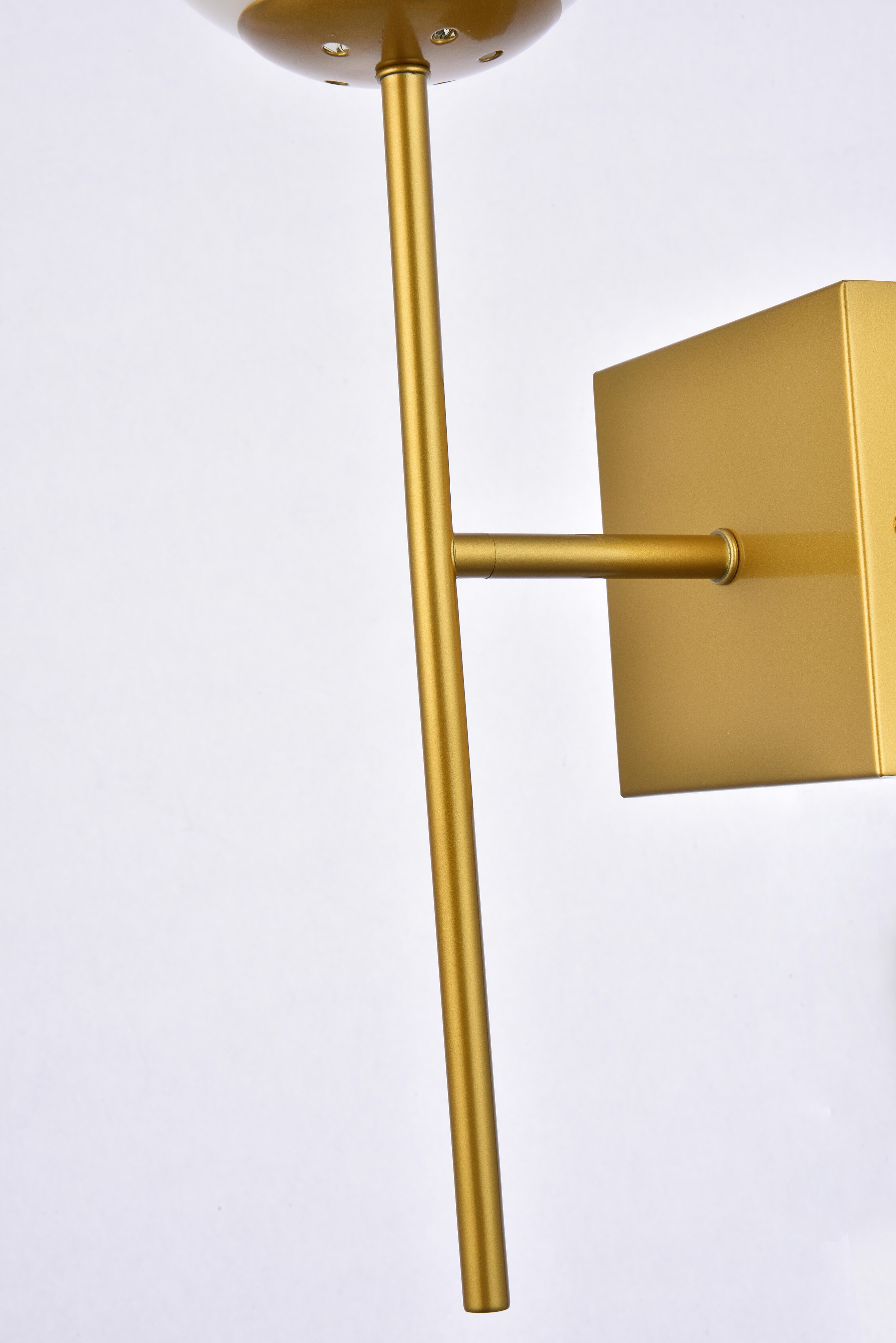 Neri 1 Light Brass And White Glass Wall Sconce, Brass/White, large