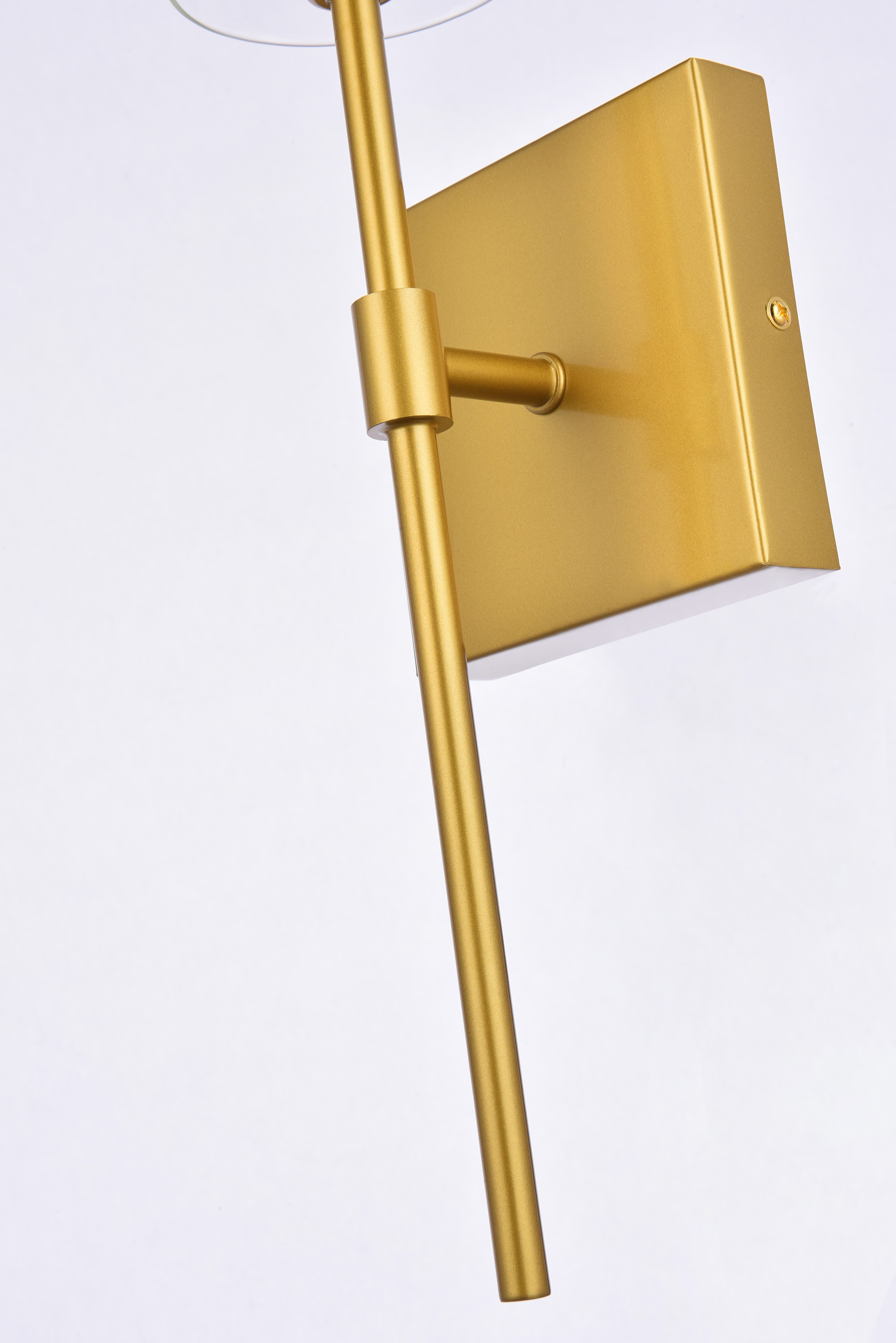 Elsreth 1 Light Brass Wall Sconce, Brass/Clear, large