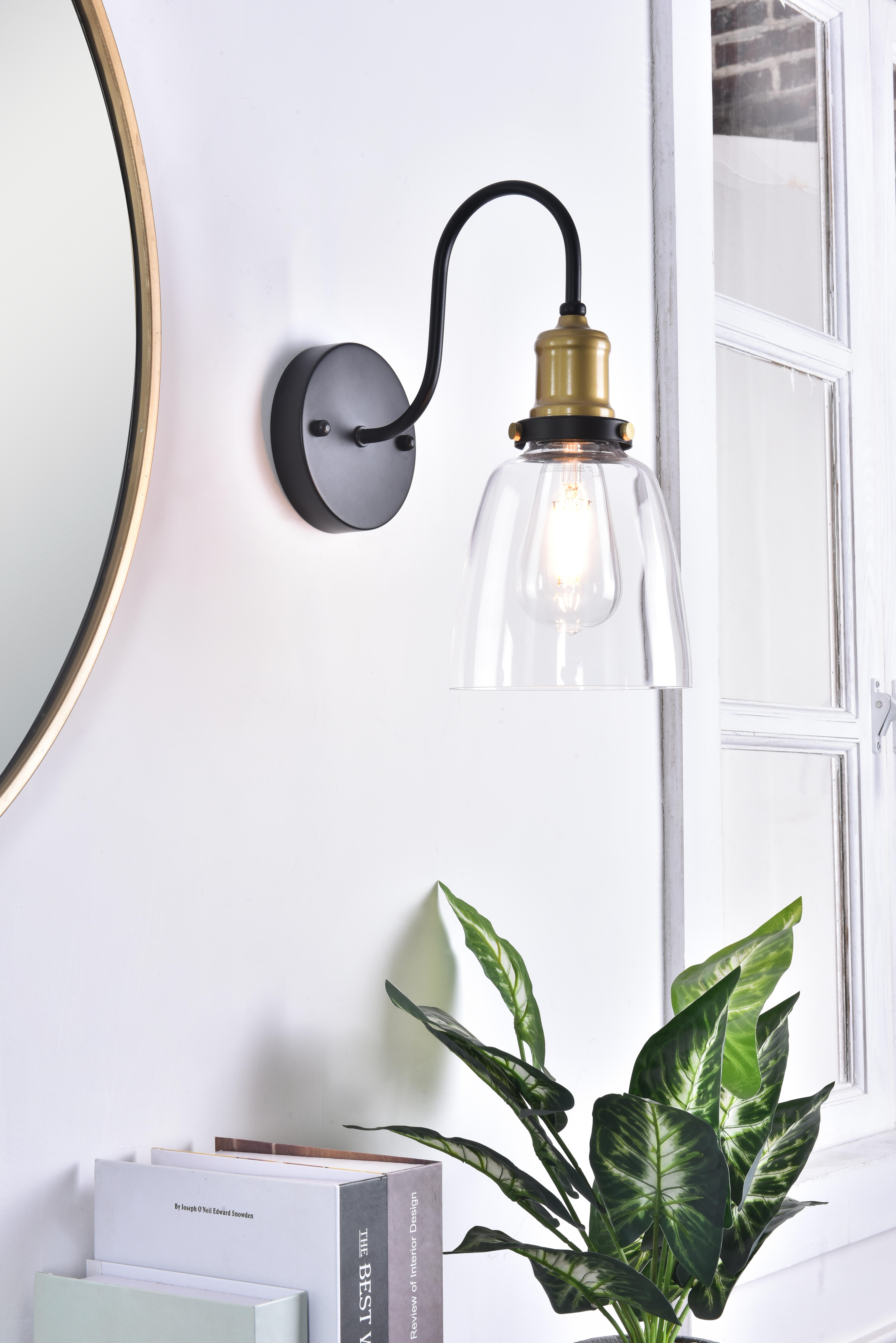 Felicity 1 Light Brass And Black Wall Sconce, , large