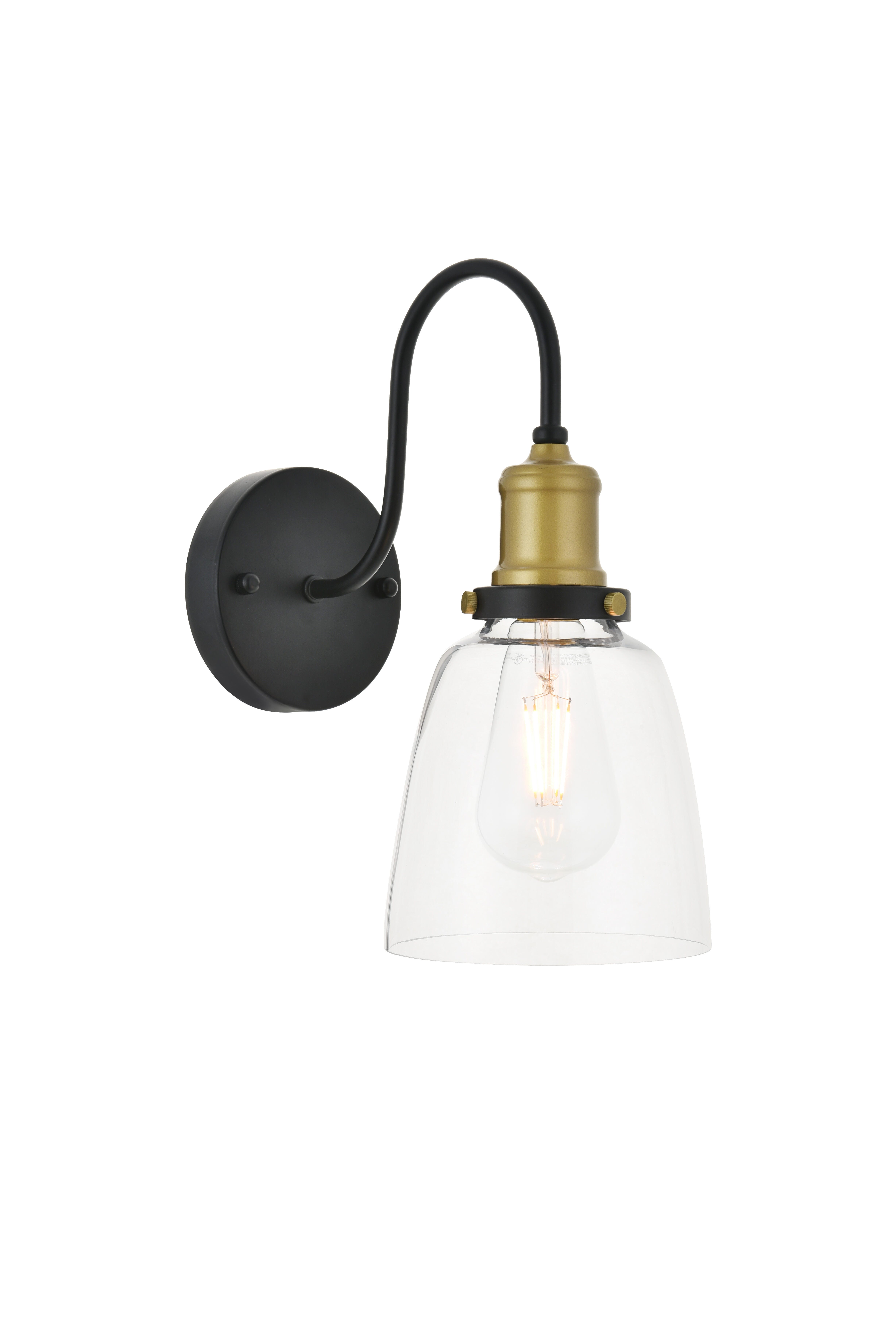 Felicity 1 Light Brass And Black Wall Sconce, , large