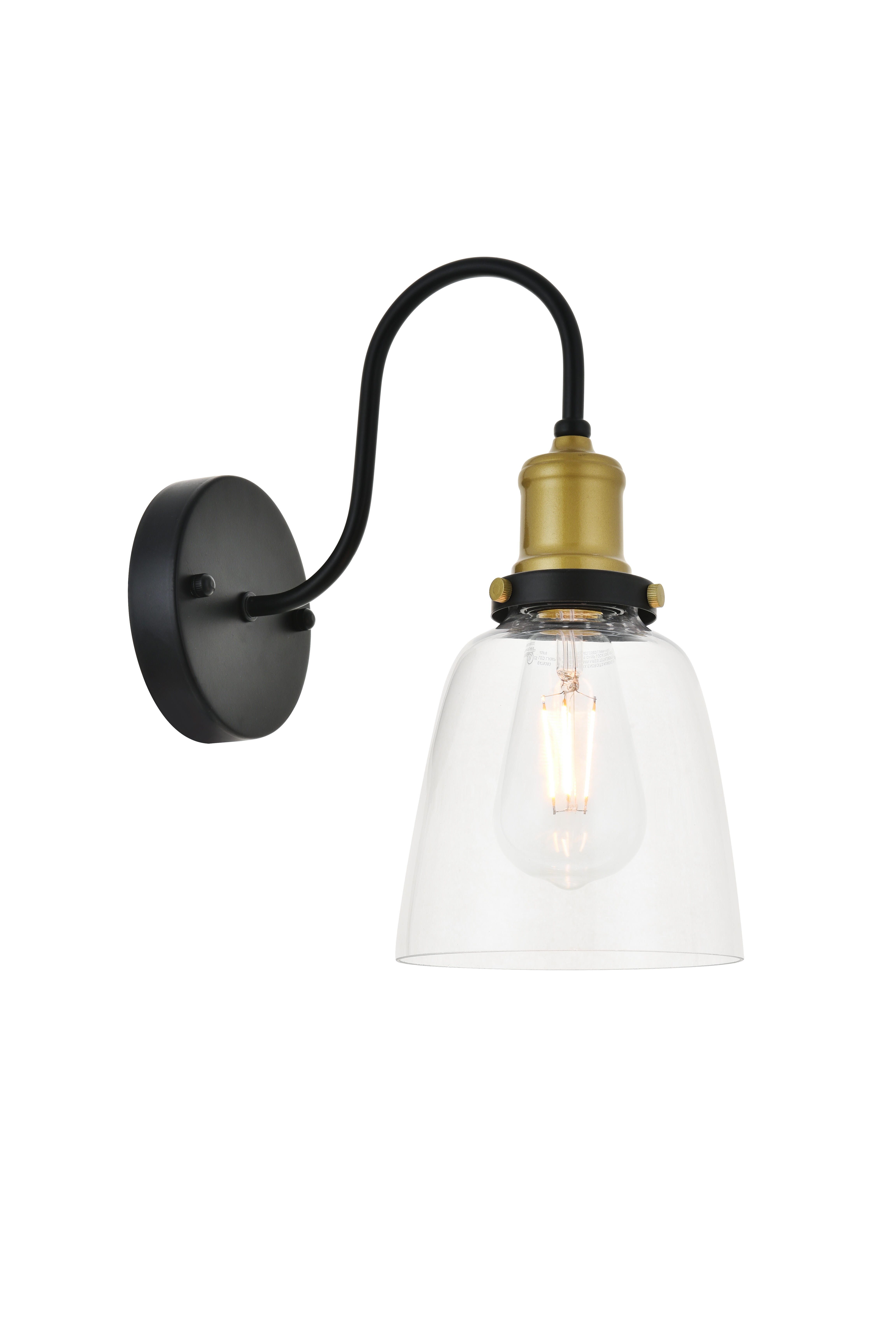 Felicity 1 Light Brass And Black Wall Sconce, , large