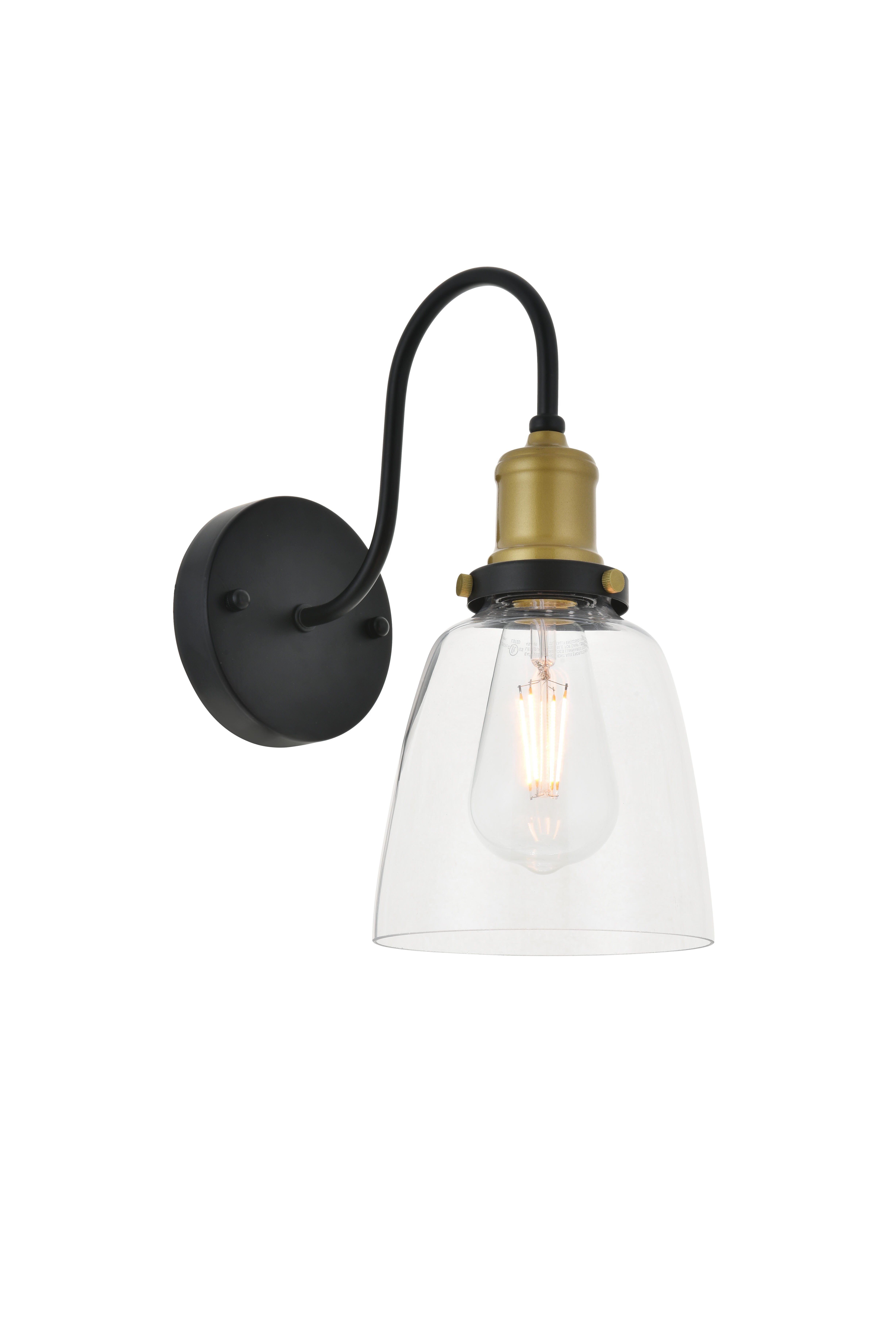 Felicity 1 Light Brass And Black Wall Sconce, , large