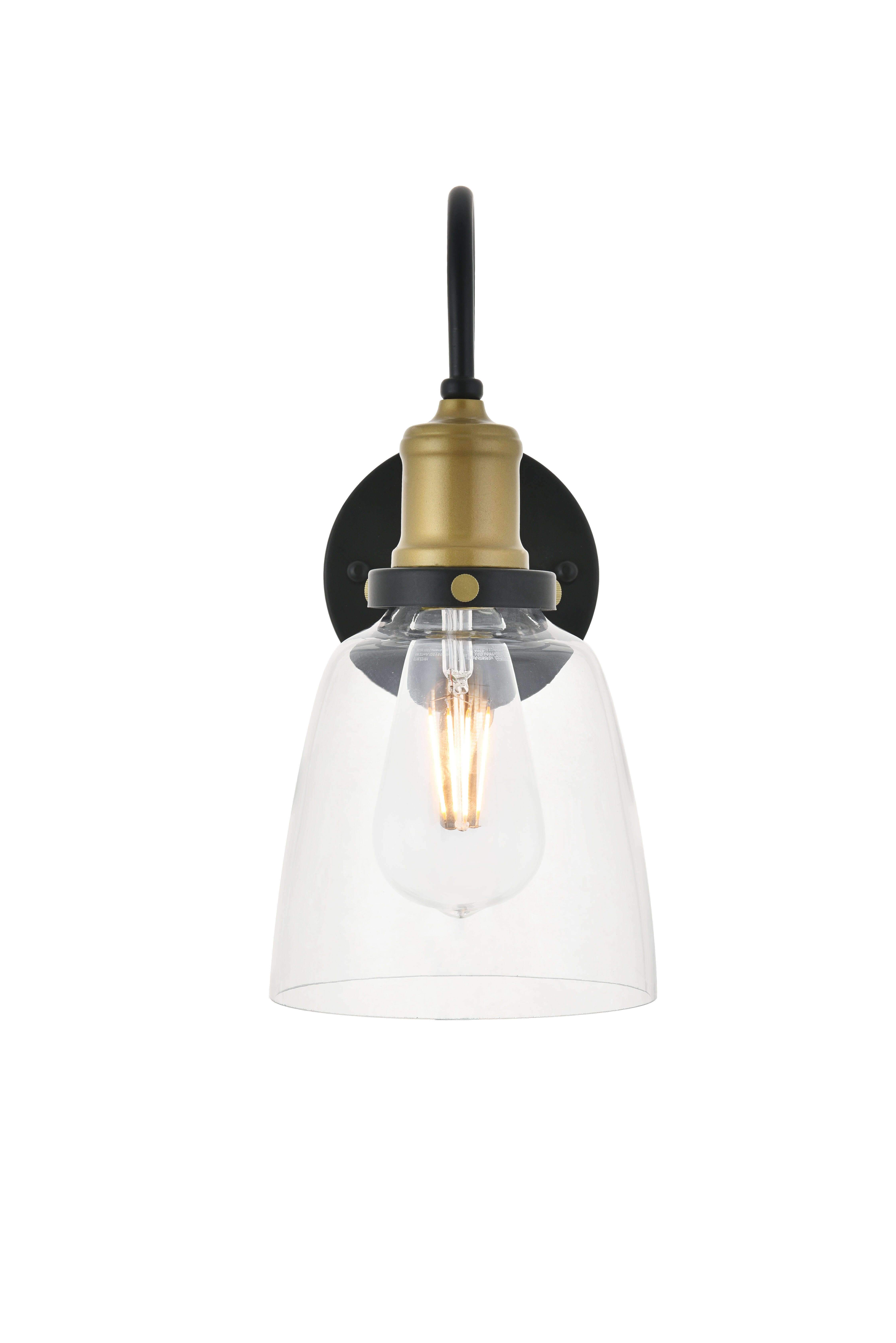 Felicity 1 Light Brass And Black Wall Sconce, , large