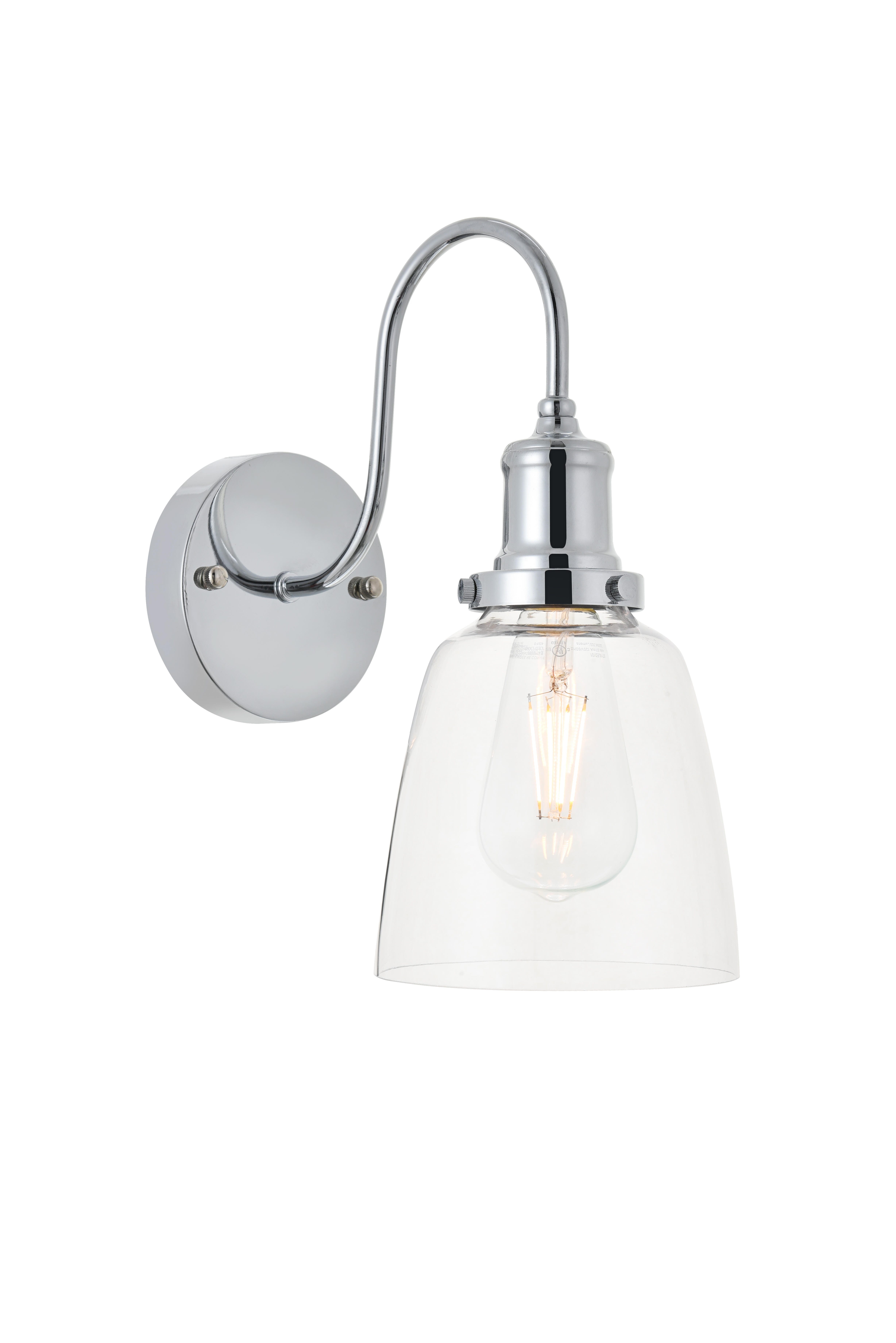 Felicity 1 Light Chrome Wall Sconce, Chrome/Clear, large