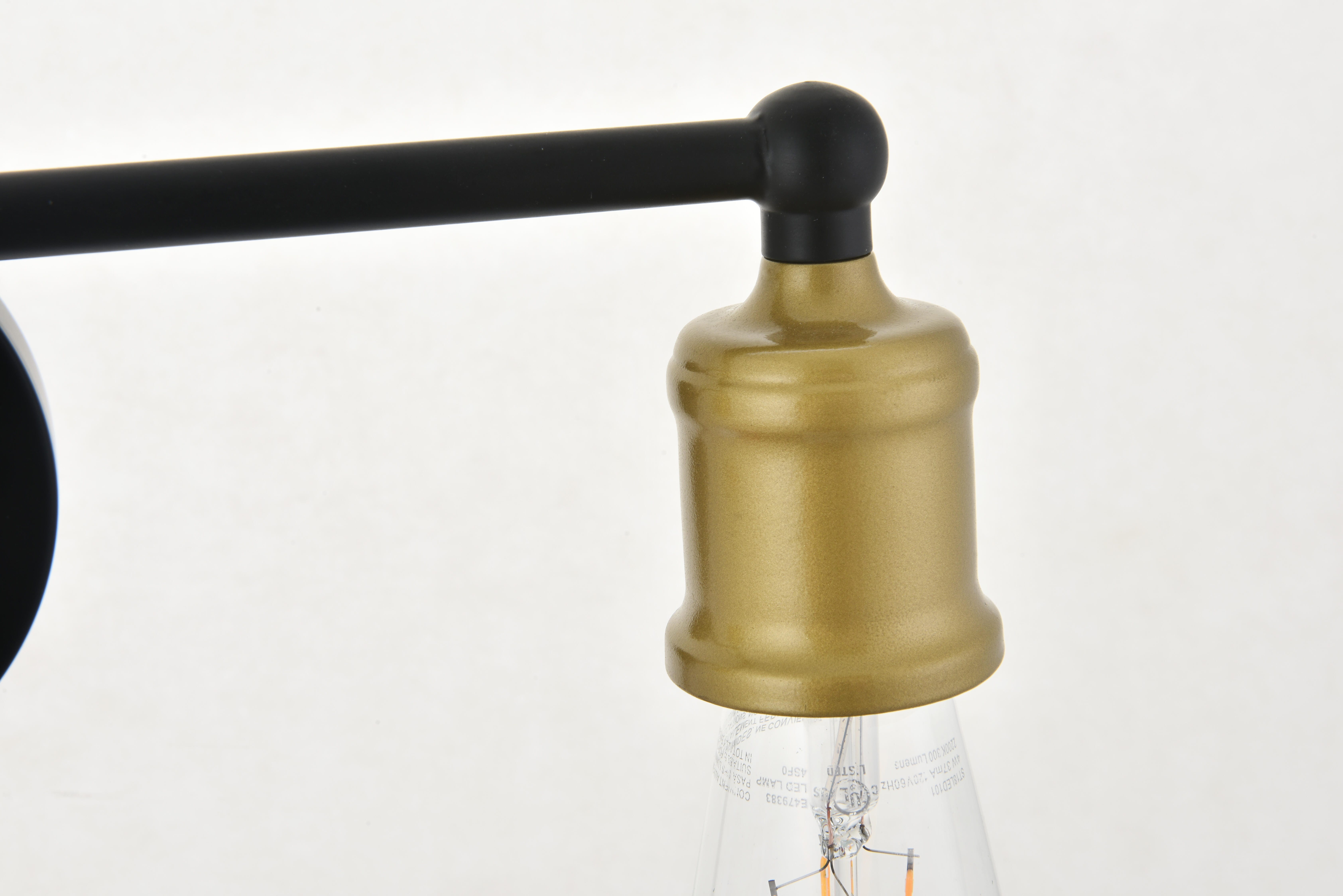 Serif 3 Light Brass And Black Wall Sconce, Brass/Black, large