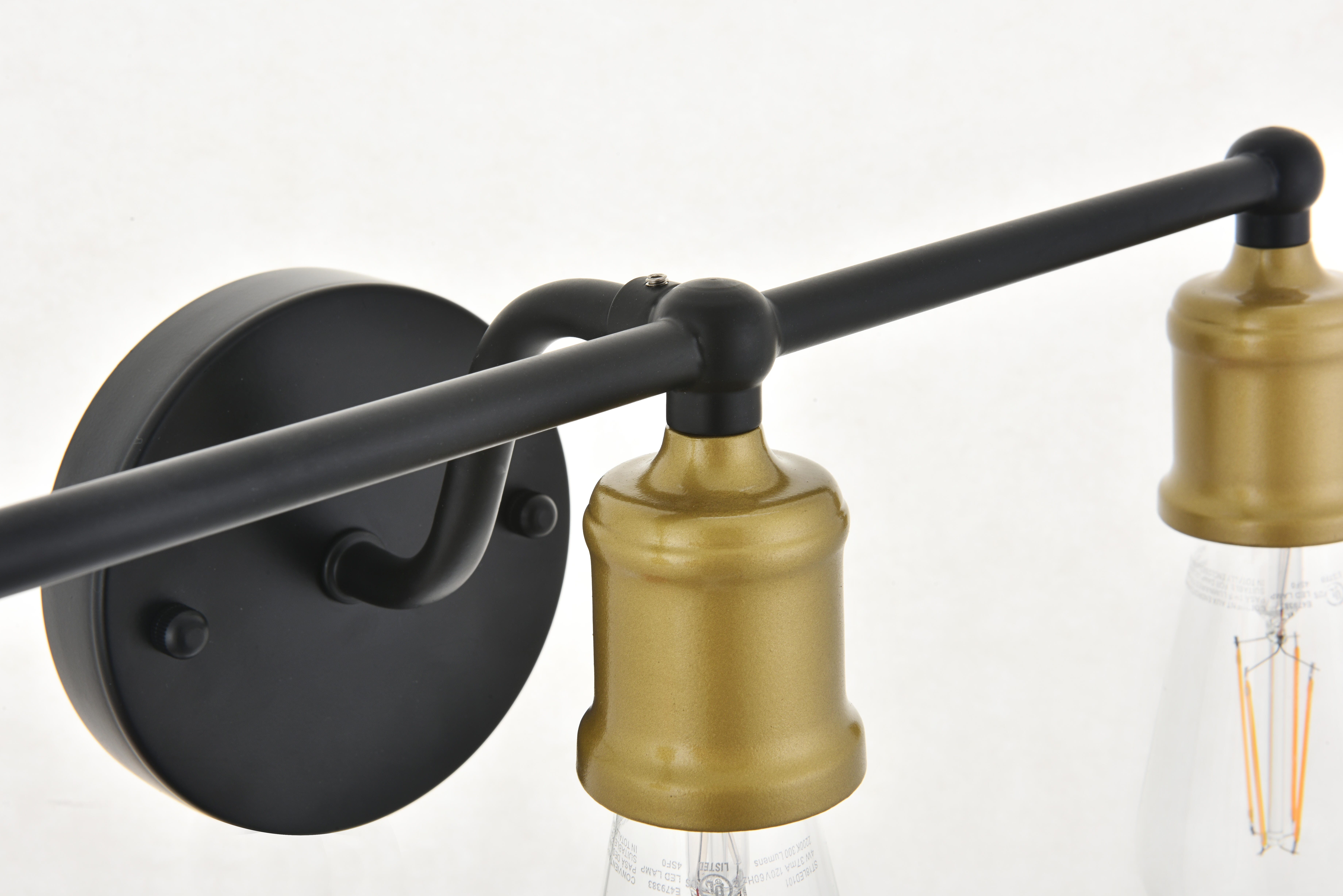 Serif 3 Light Brass And Black Wall Sconce, Brass/Black, large