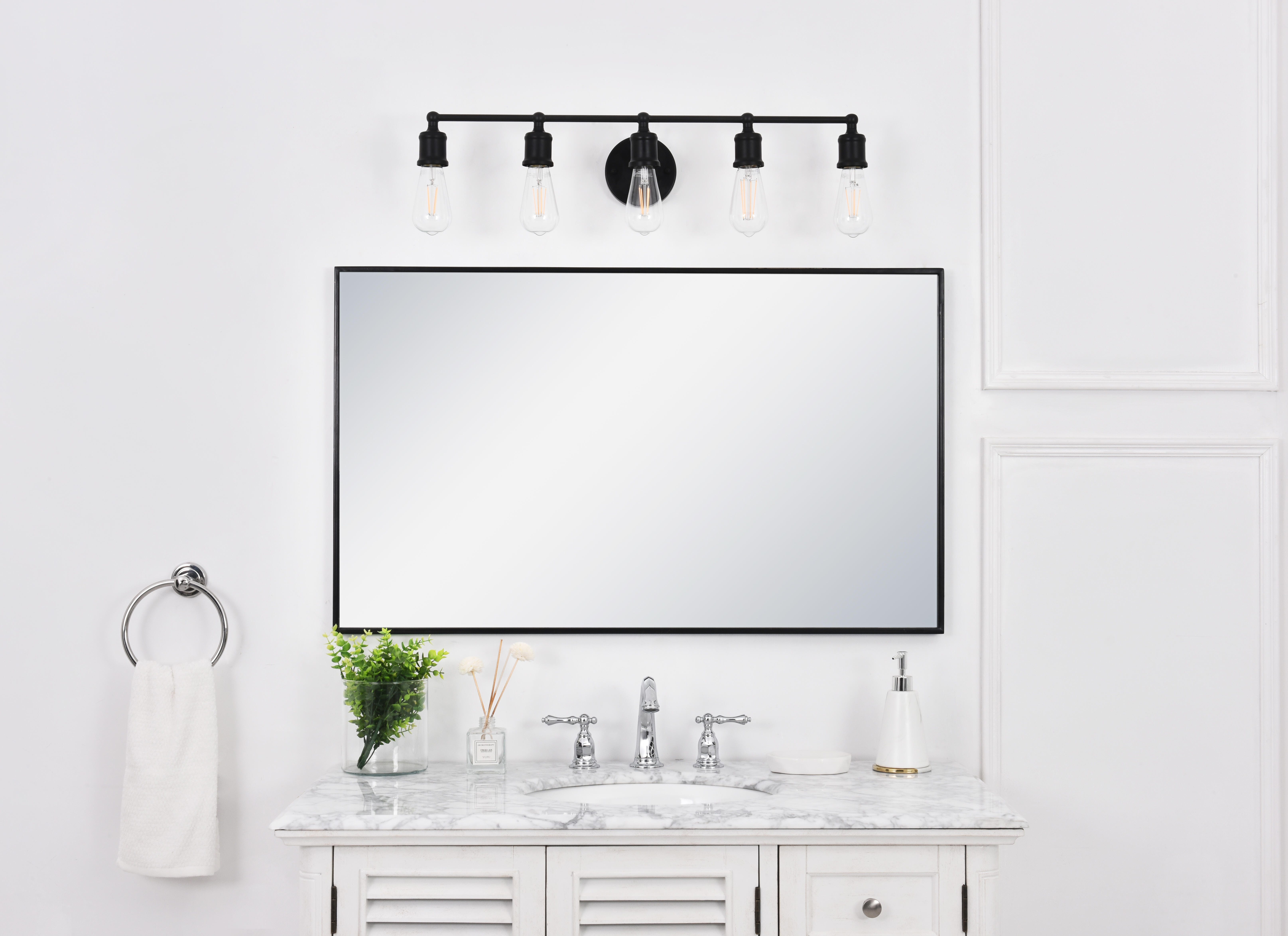 Serif 5 Light Black Wall Sconce, Black, large