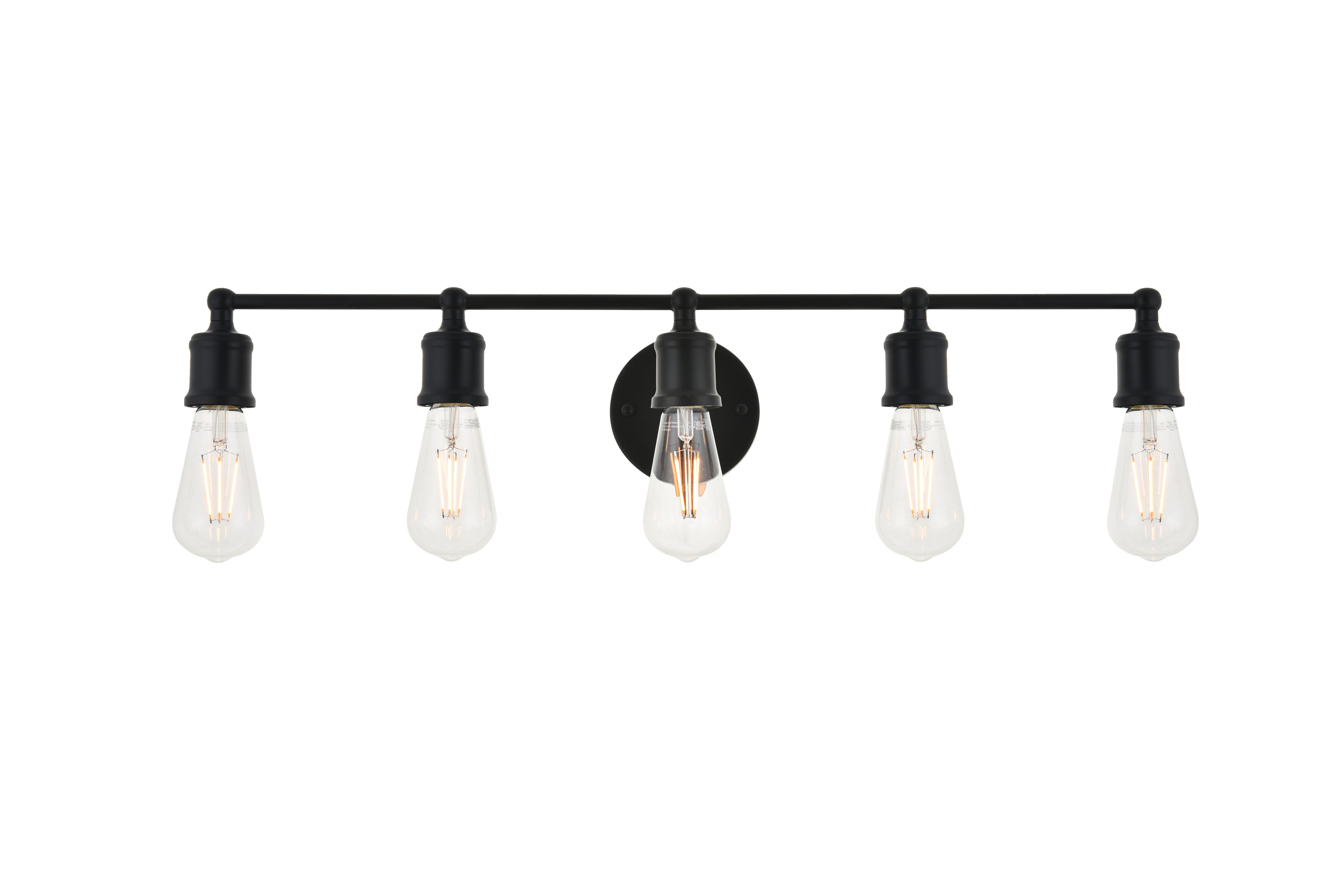 Serif 5 Light Black Wall Sconce, Black, large