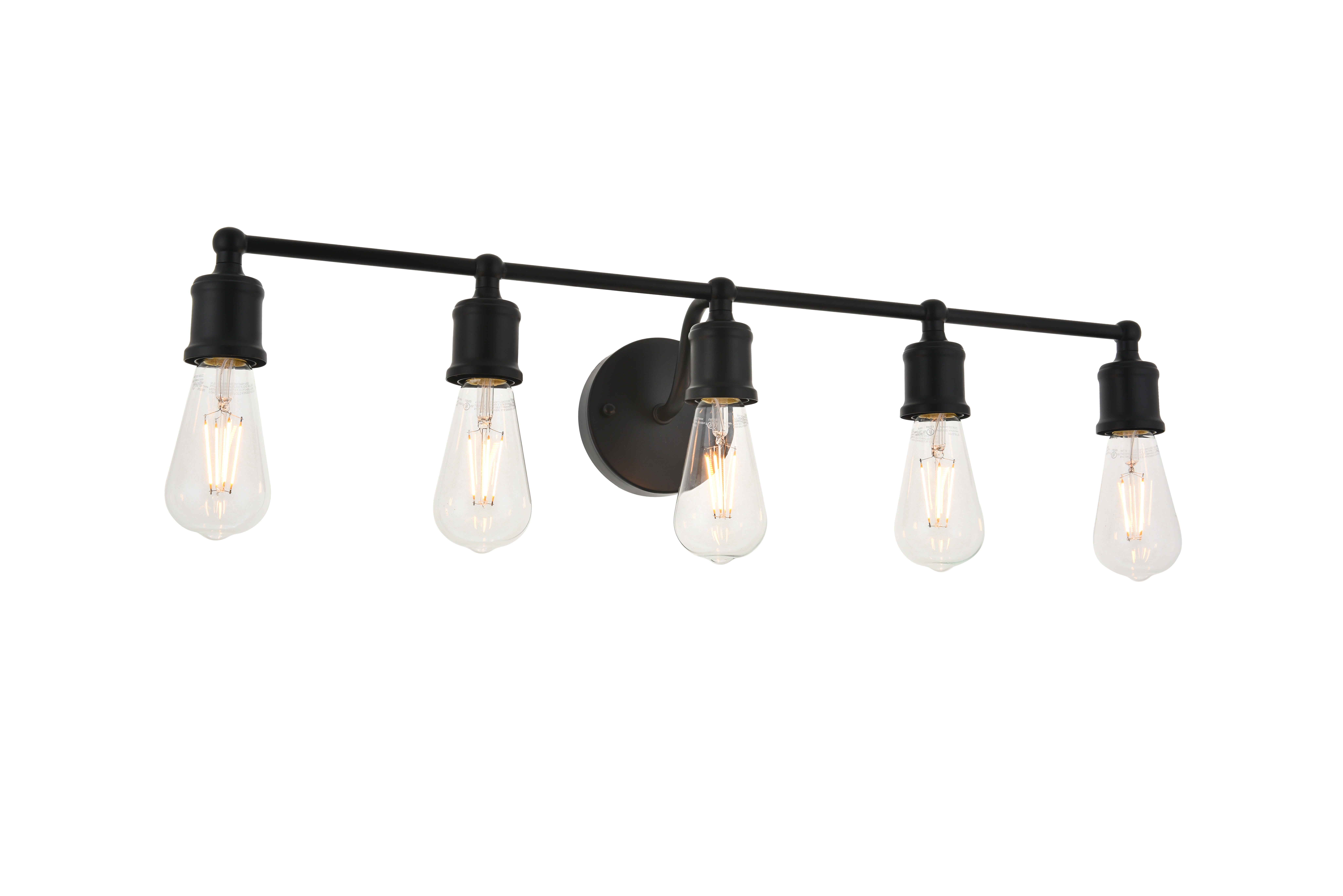 Serif 5 Light Black Wall Sconce, Black, large