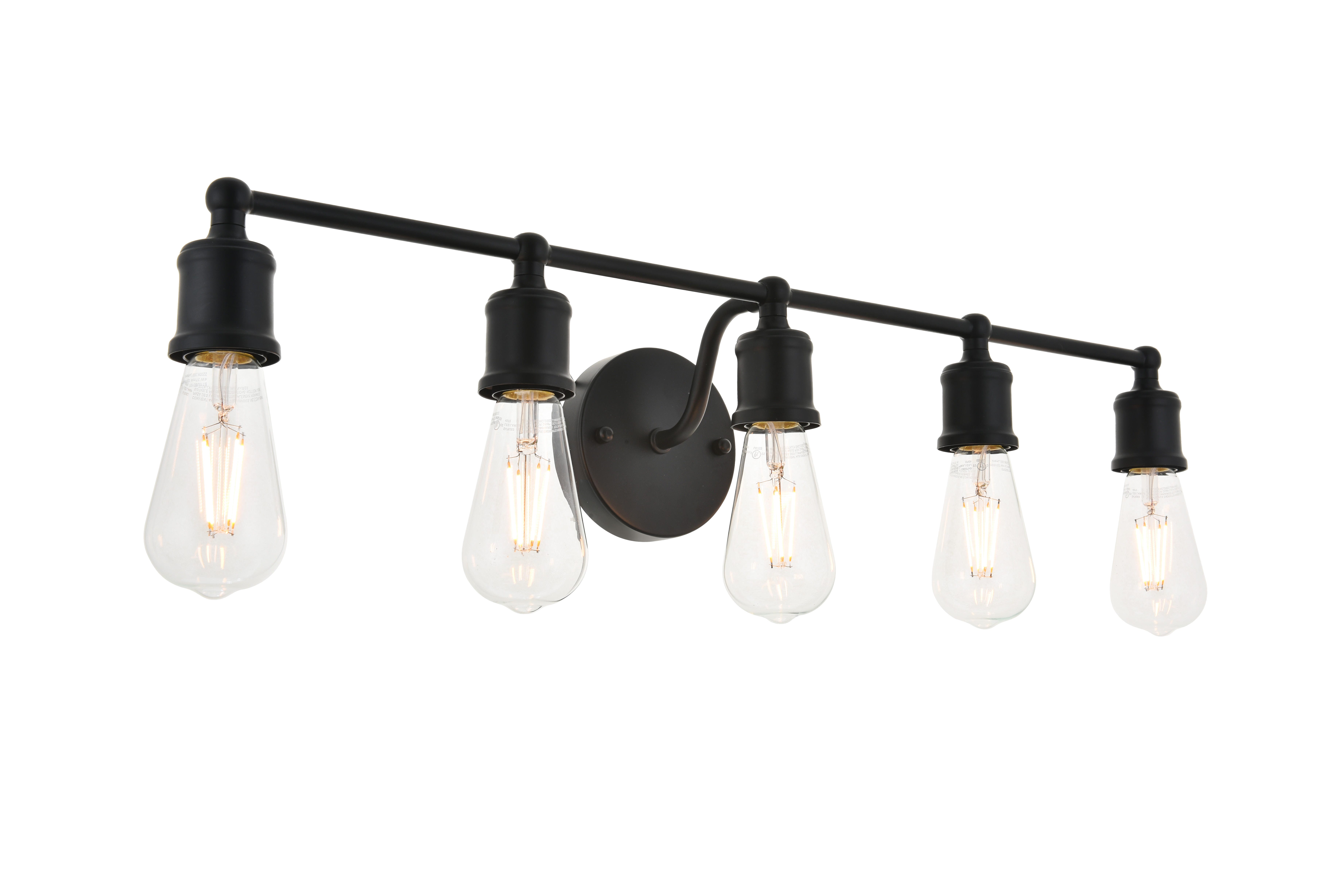 Serif 5 Light Black Wall Sconce, Black, large