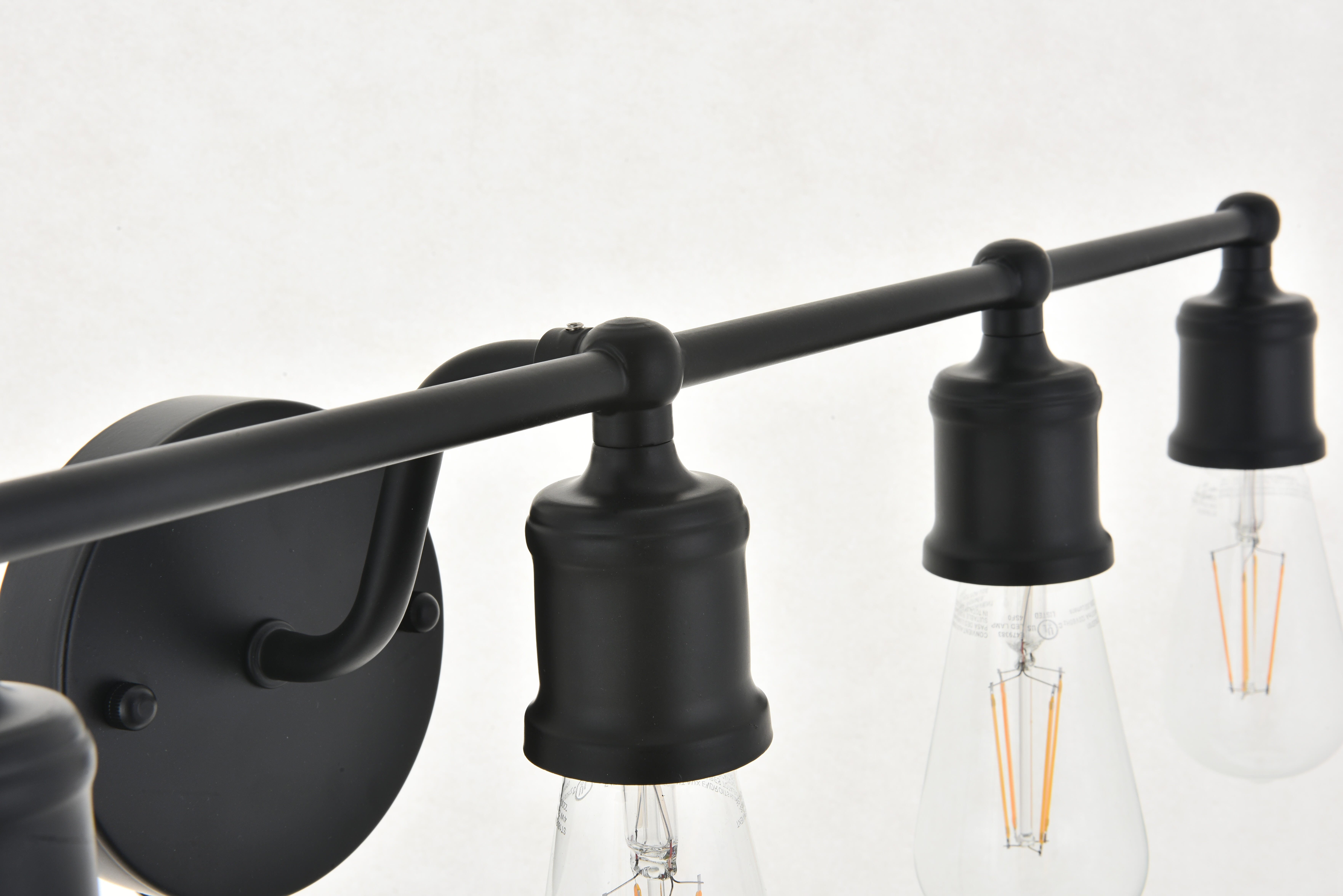 Serif 5 Light Black Wall Sconce, Black, large
