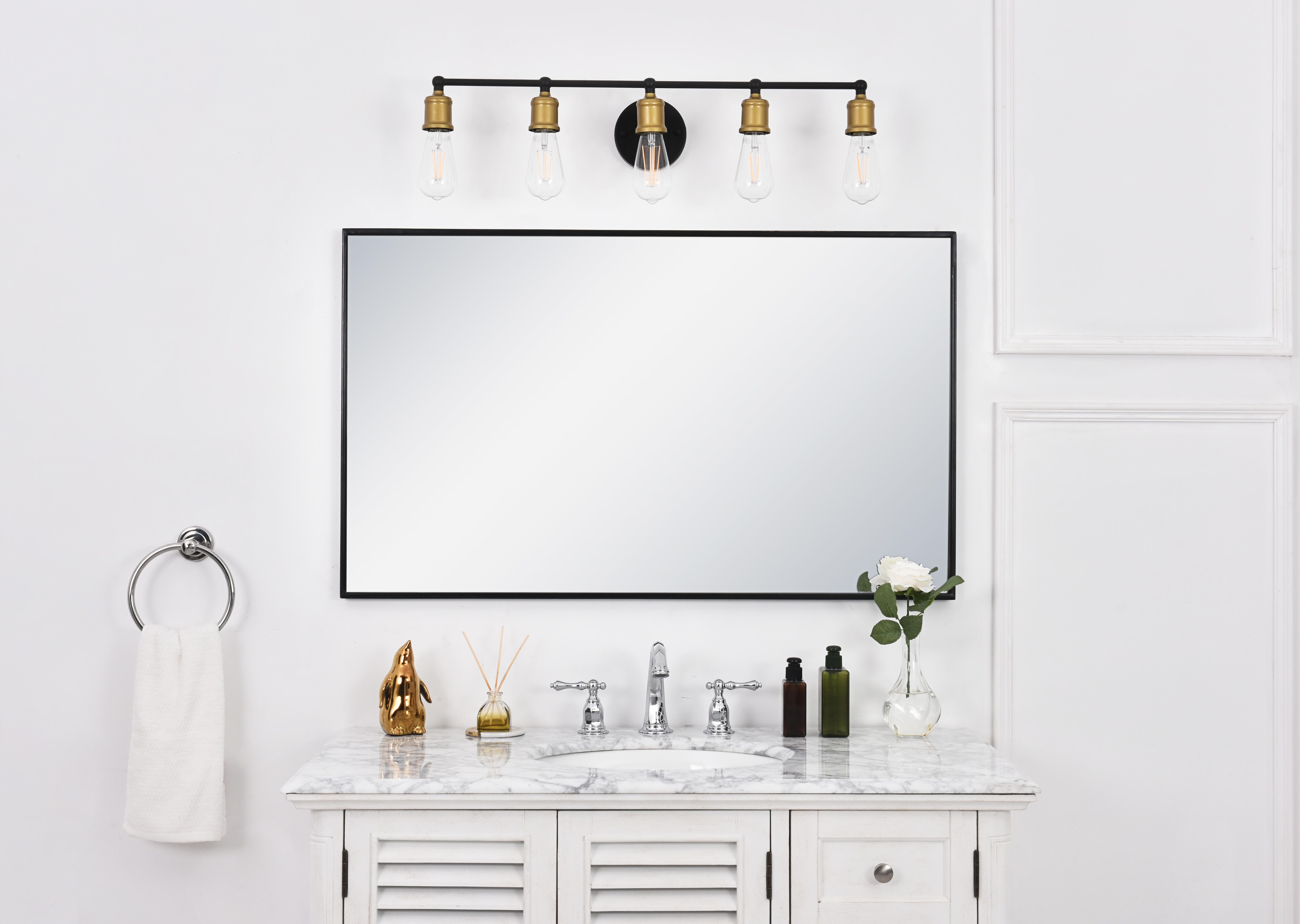 Serif 5 Light Brass And Black Wall Sconce, , rollover