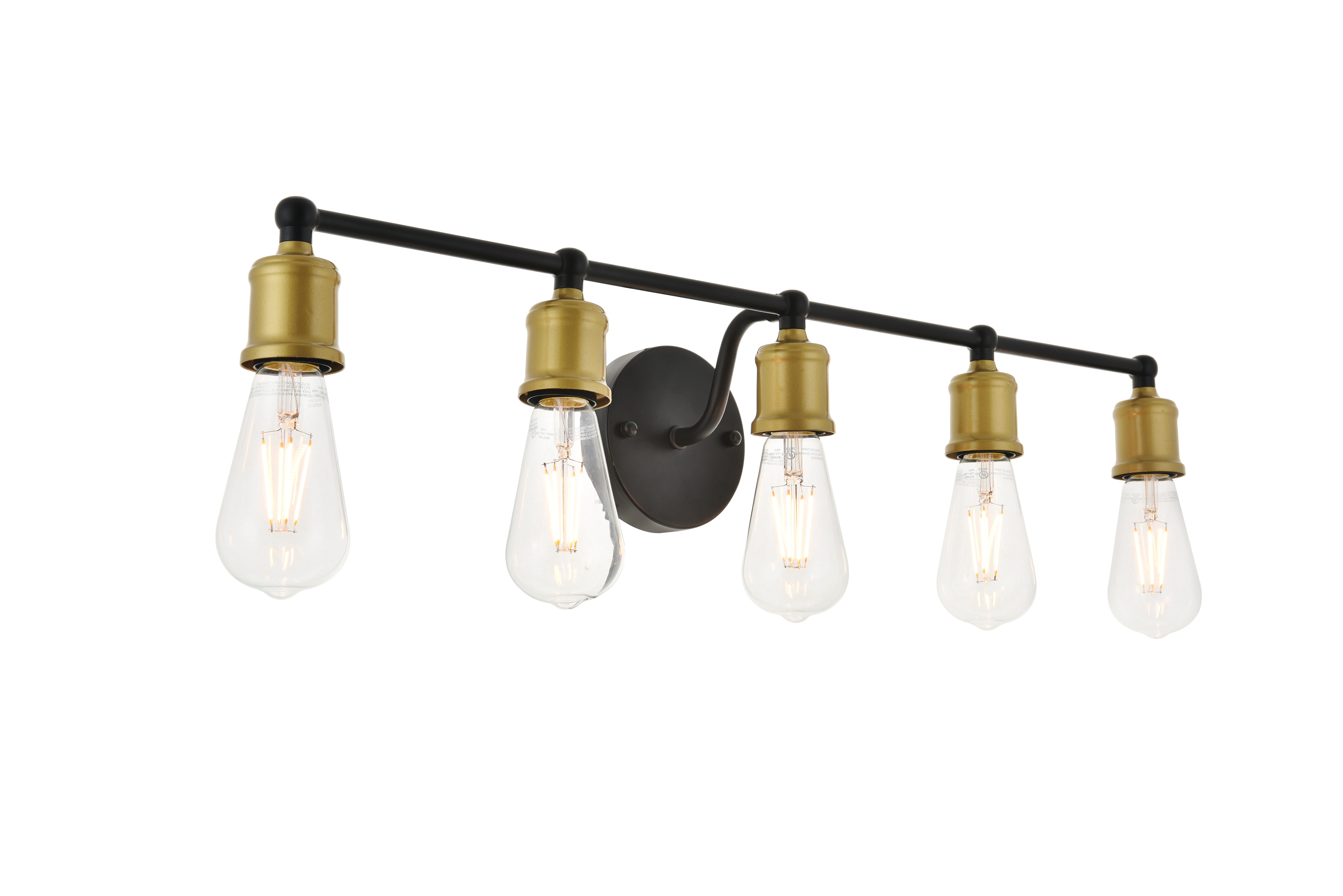 Serif 5 Light Brass And Black Wall Sconce, , large
