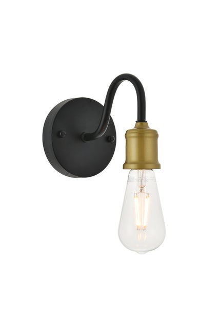 Serif 1 Light Brass And Black Wall Sconce, Brass/Black