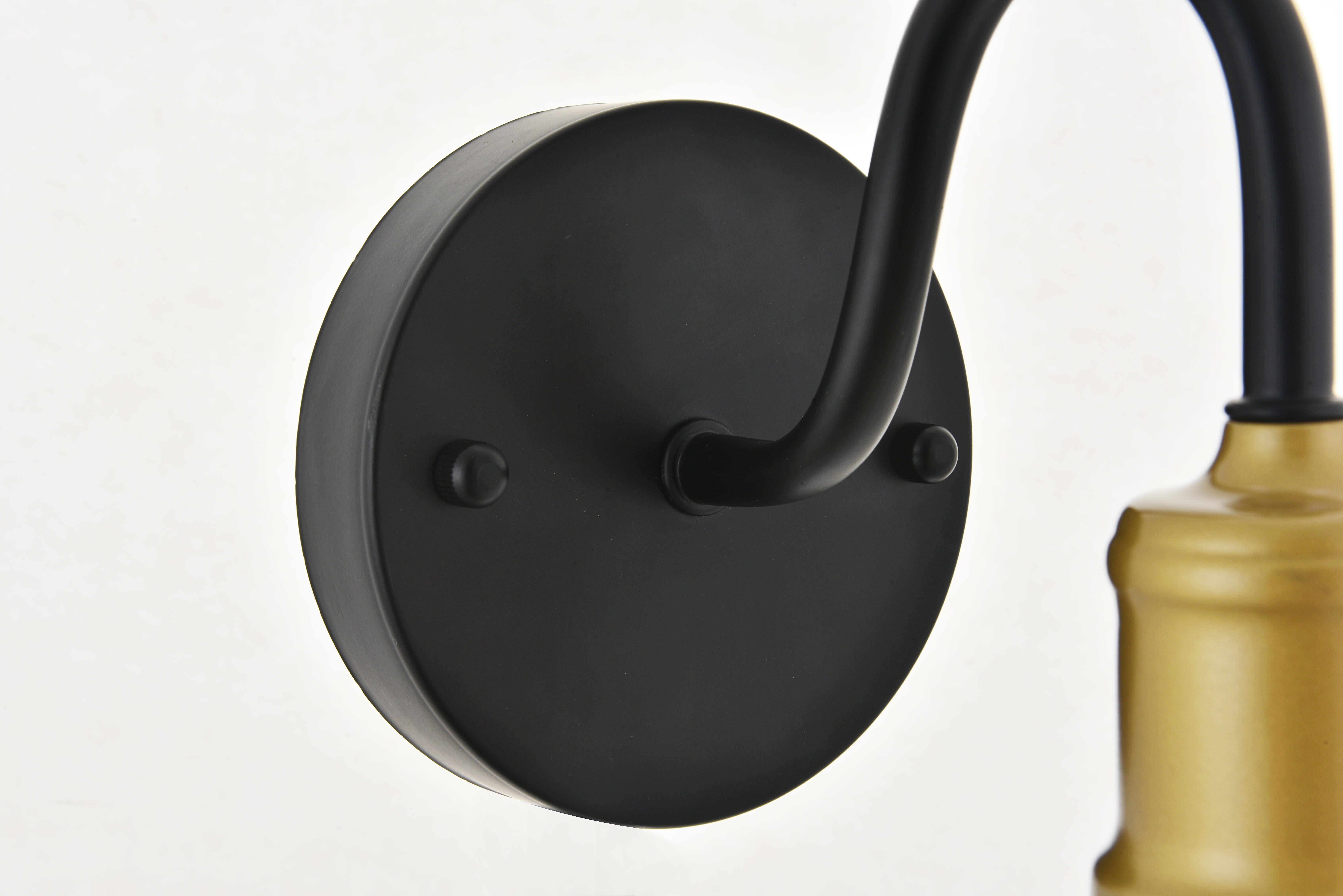 Serif 1 Light Brass And Black Wall Sconce, Brass/Black, large
