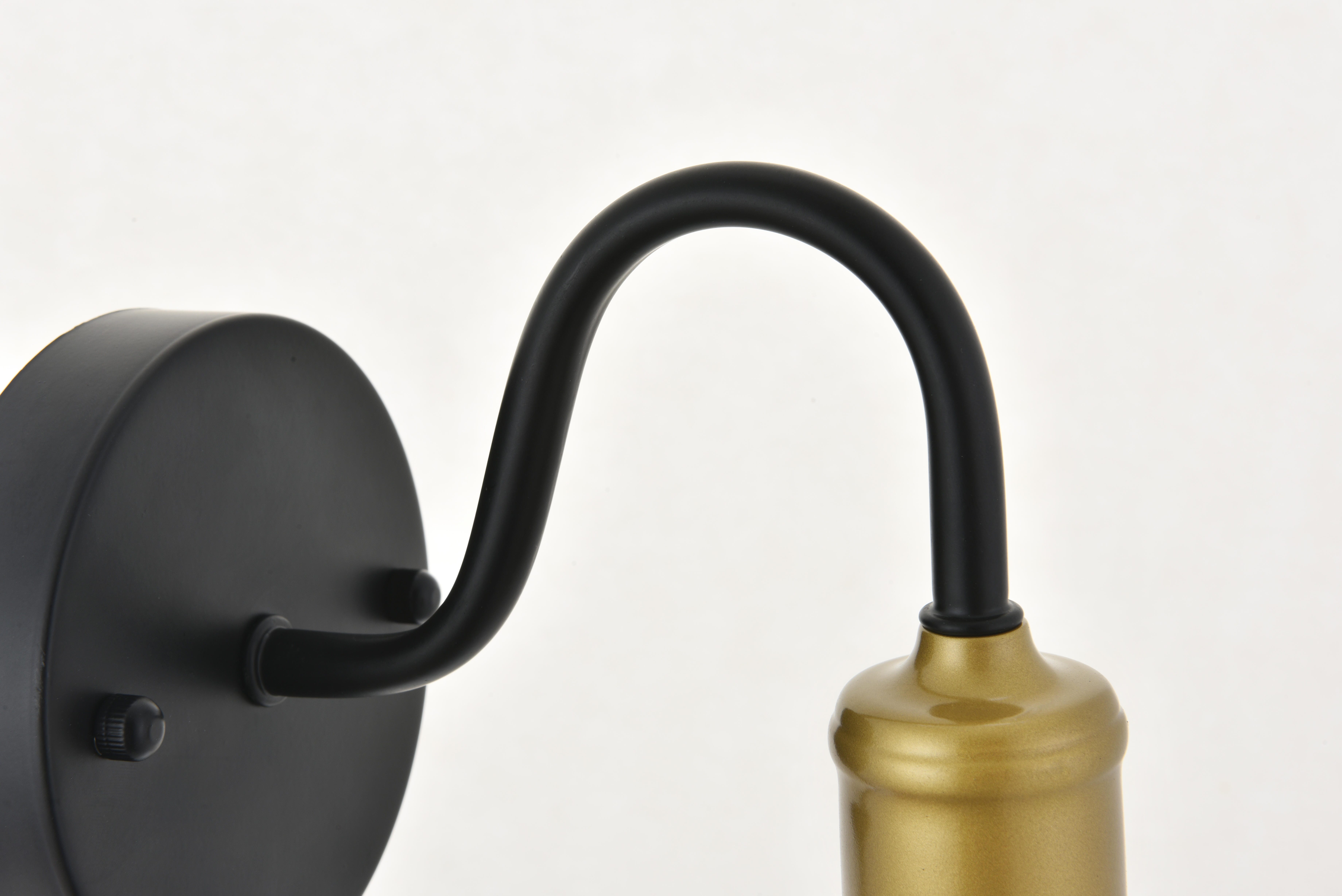 Serif 1 Light Brass And Black Wall Sconce, Brass/Black, large