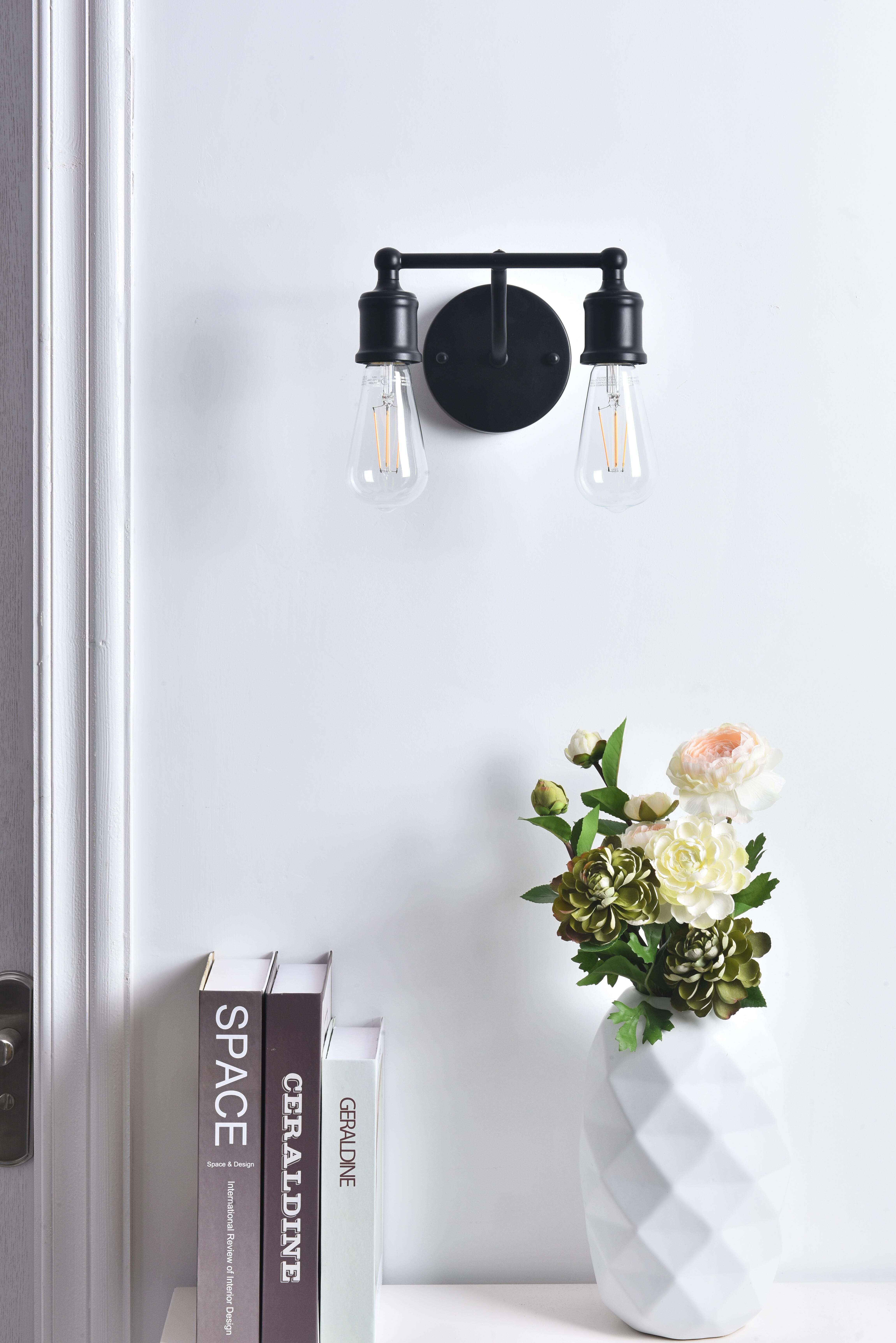 Serif 2 Light Black Wall Sconce, Black, large