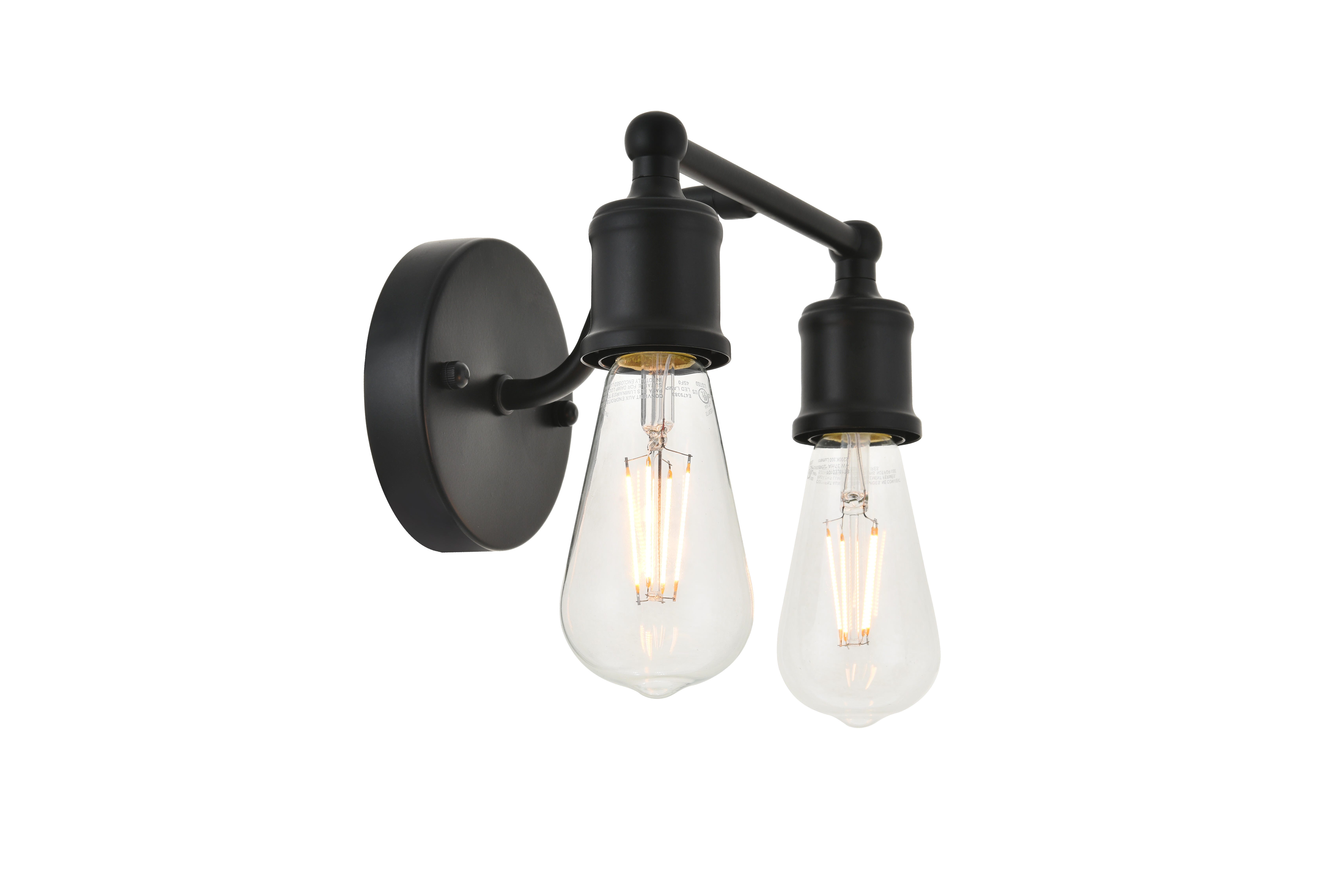 Serif 2 Light Black Wall Sconce, Black, large