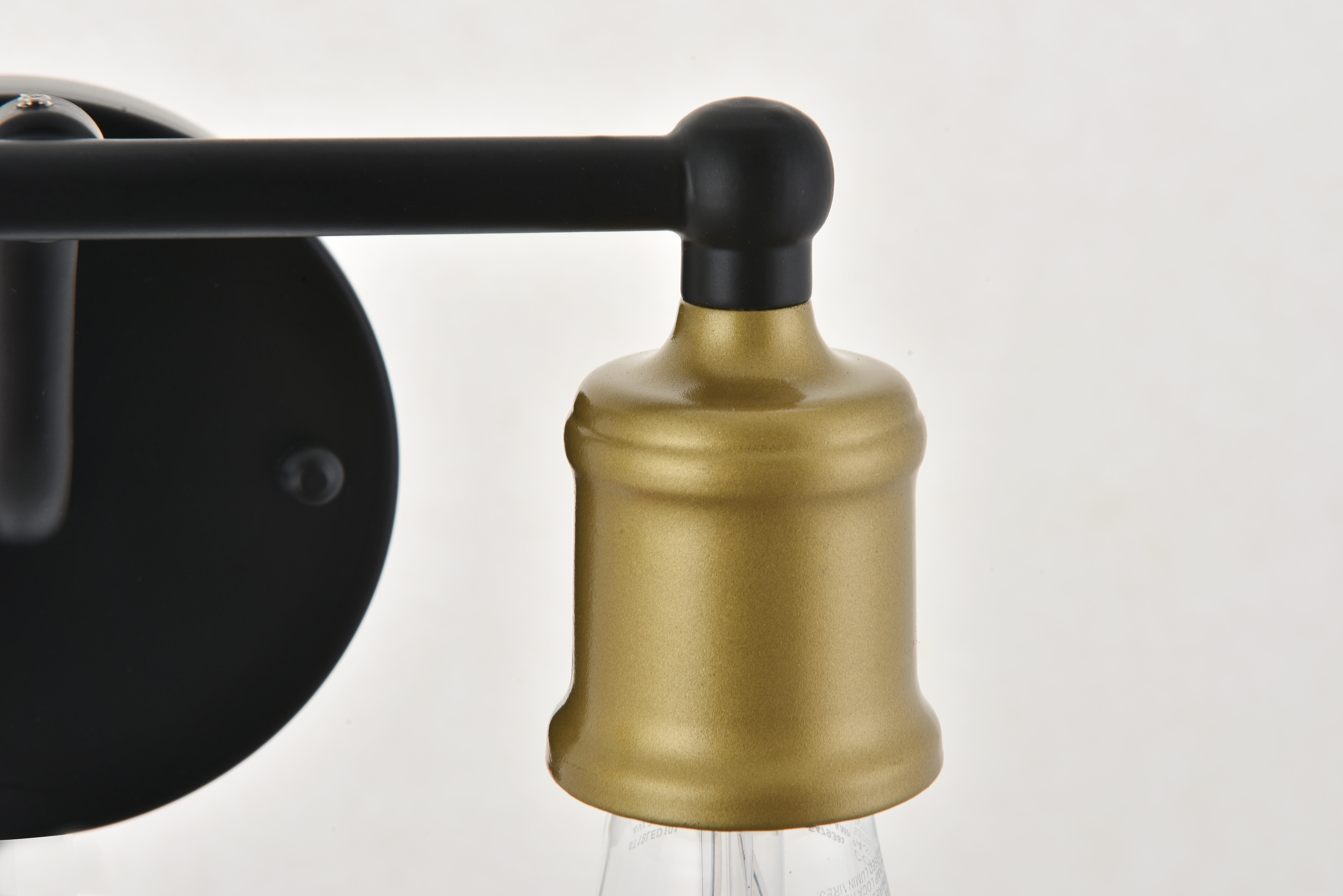 Serif 2 Light Brass And Black Wall Sconce, Brass/Black, large
