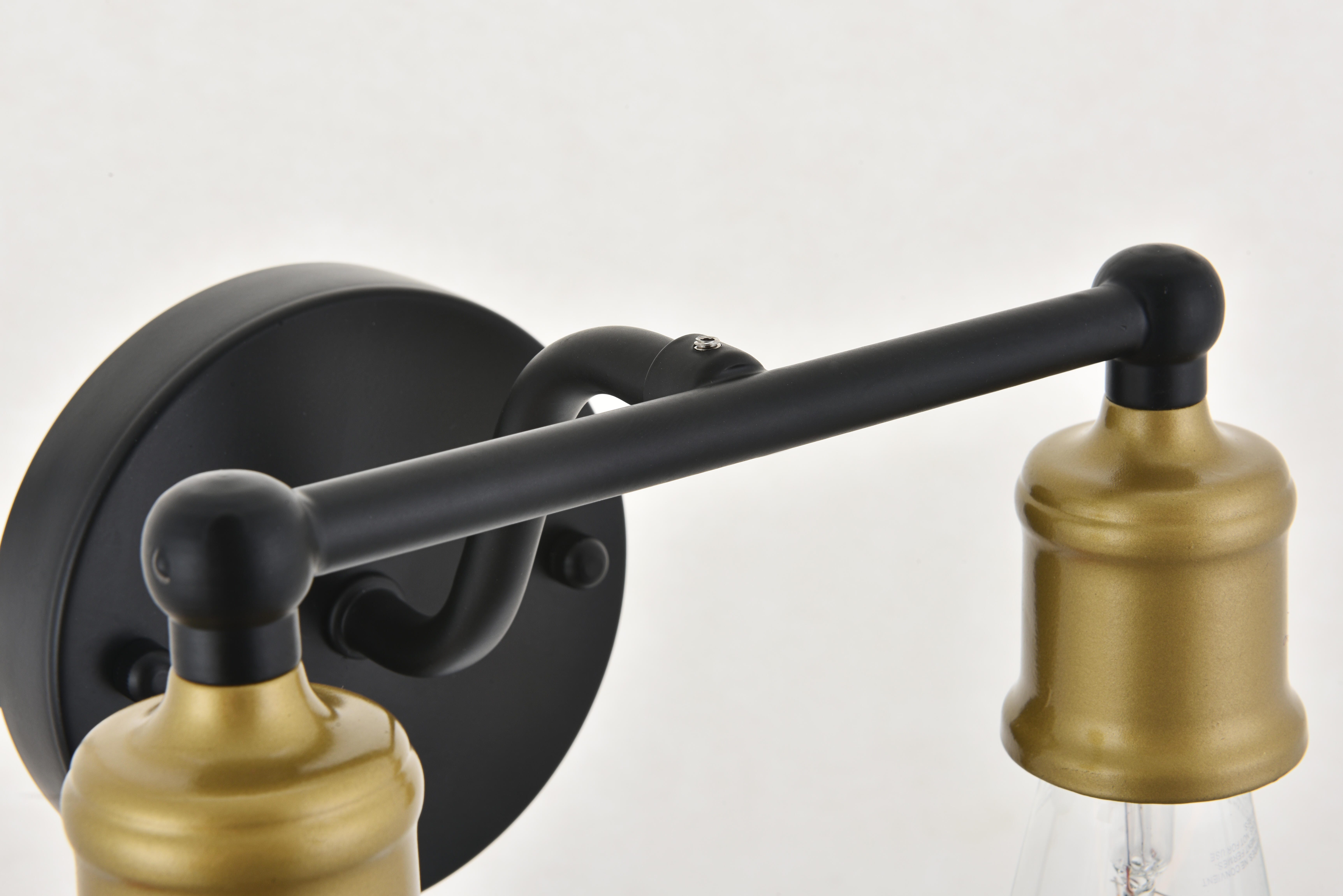 Serif 2 Light Brass And Black Wall Sconce, Brass/Black, large