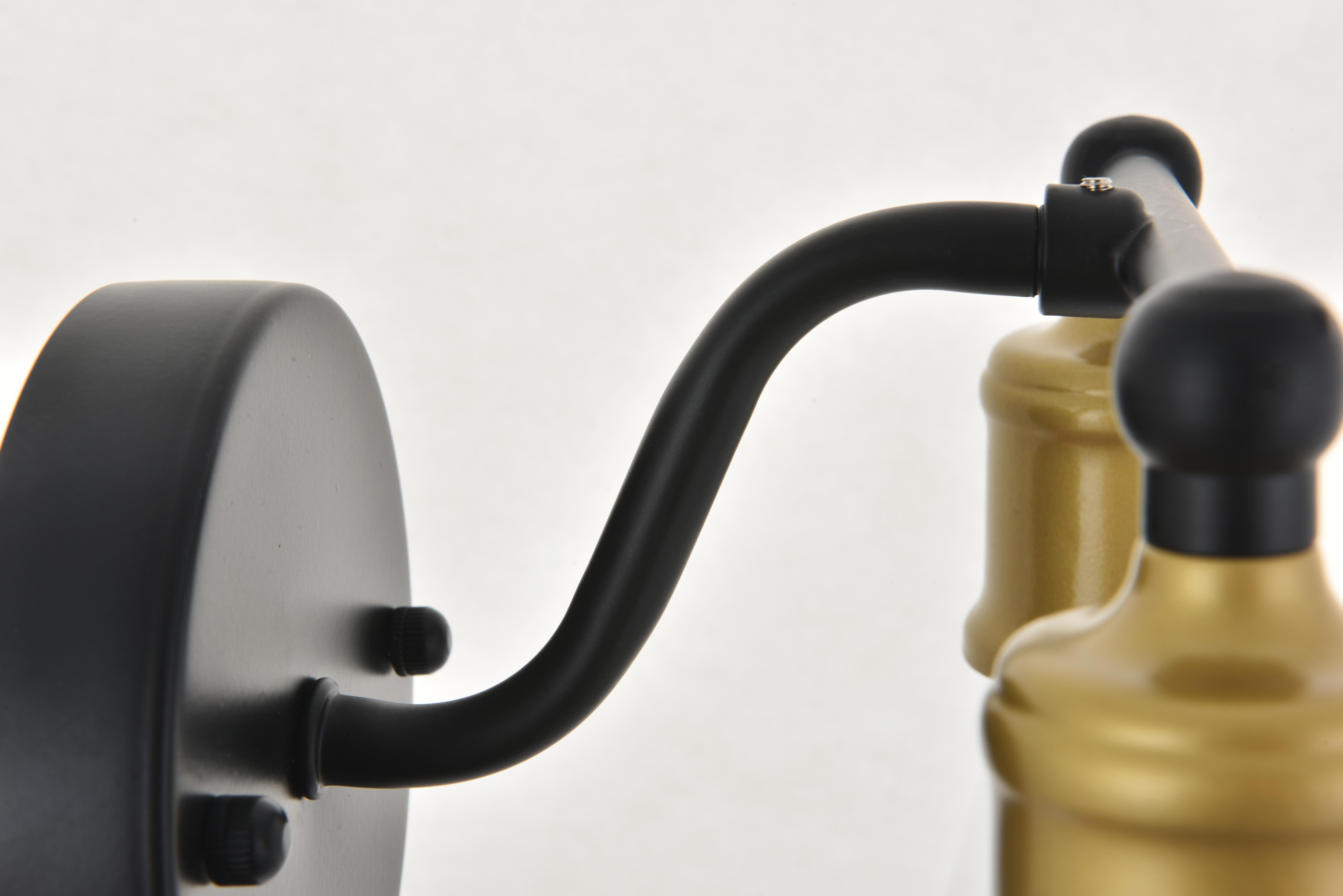Serif 2 Light Brass And Black Wall Sconce, Brass/Black, large