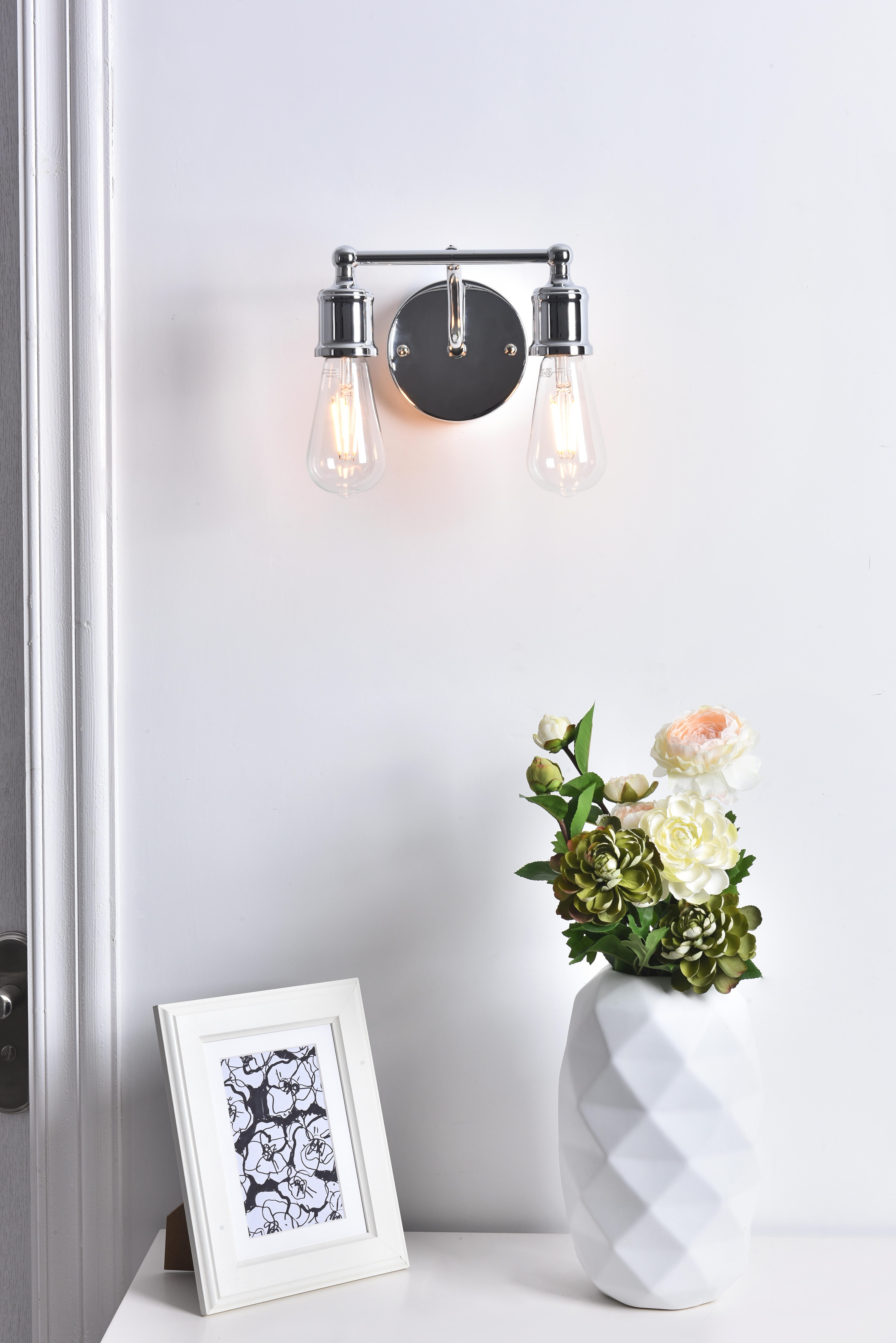 Serif 2 Light Chrome Wall Sconce, Chrome, large