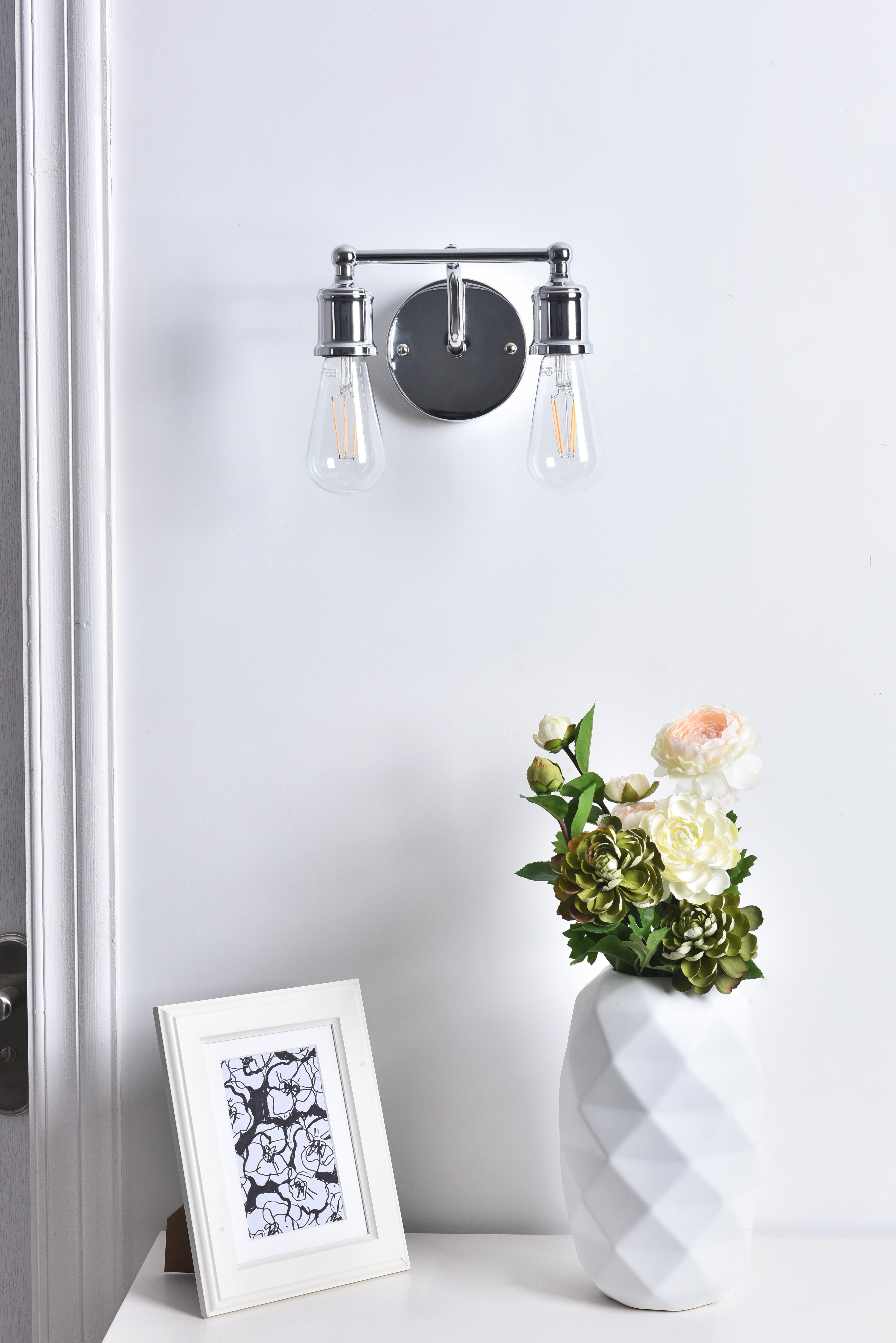 Serif 2 Light Chrome Wall Sconce, Chrome, large