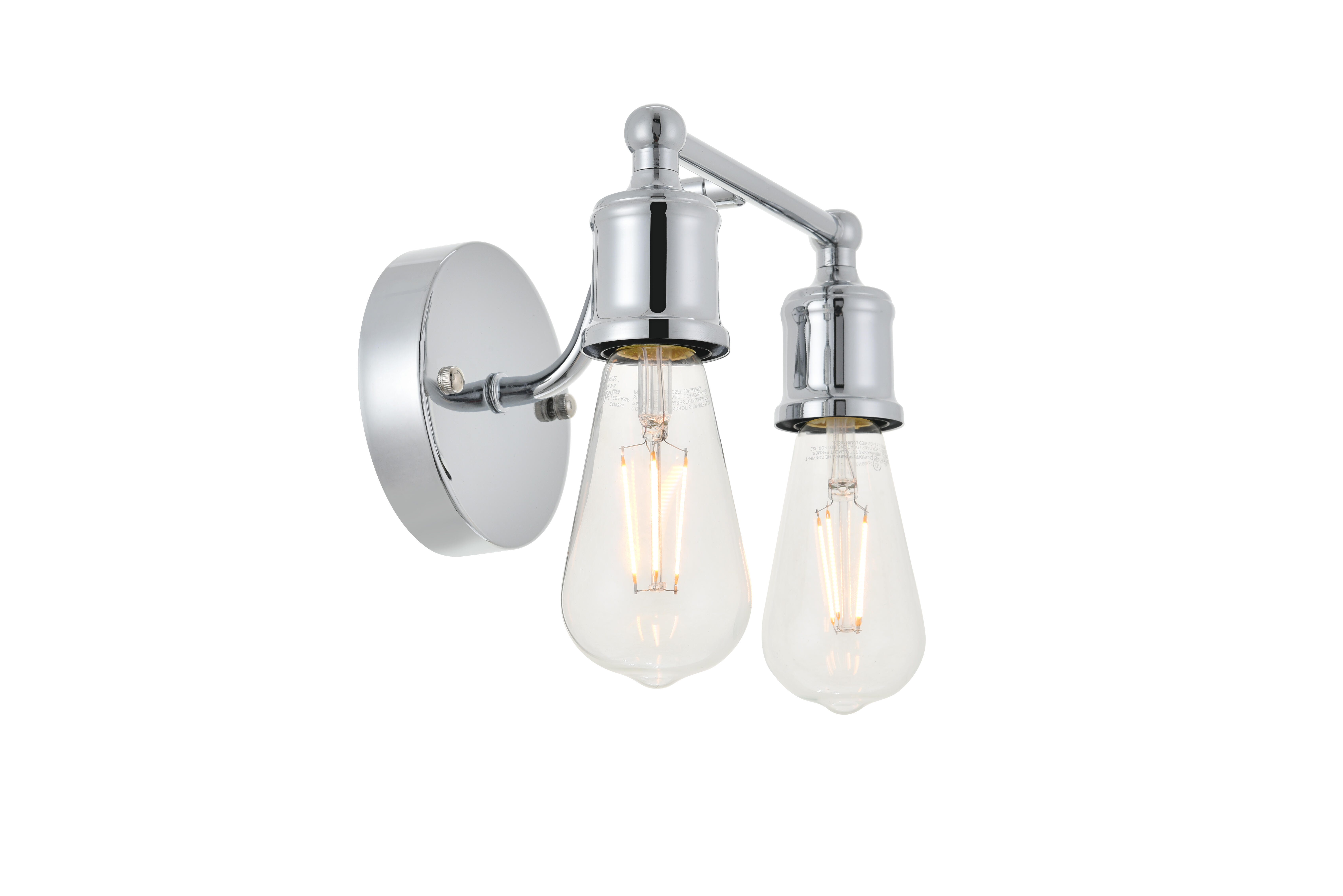 Serif 2 Light Chrome Wall Sconce, Chrome, large
