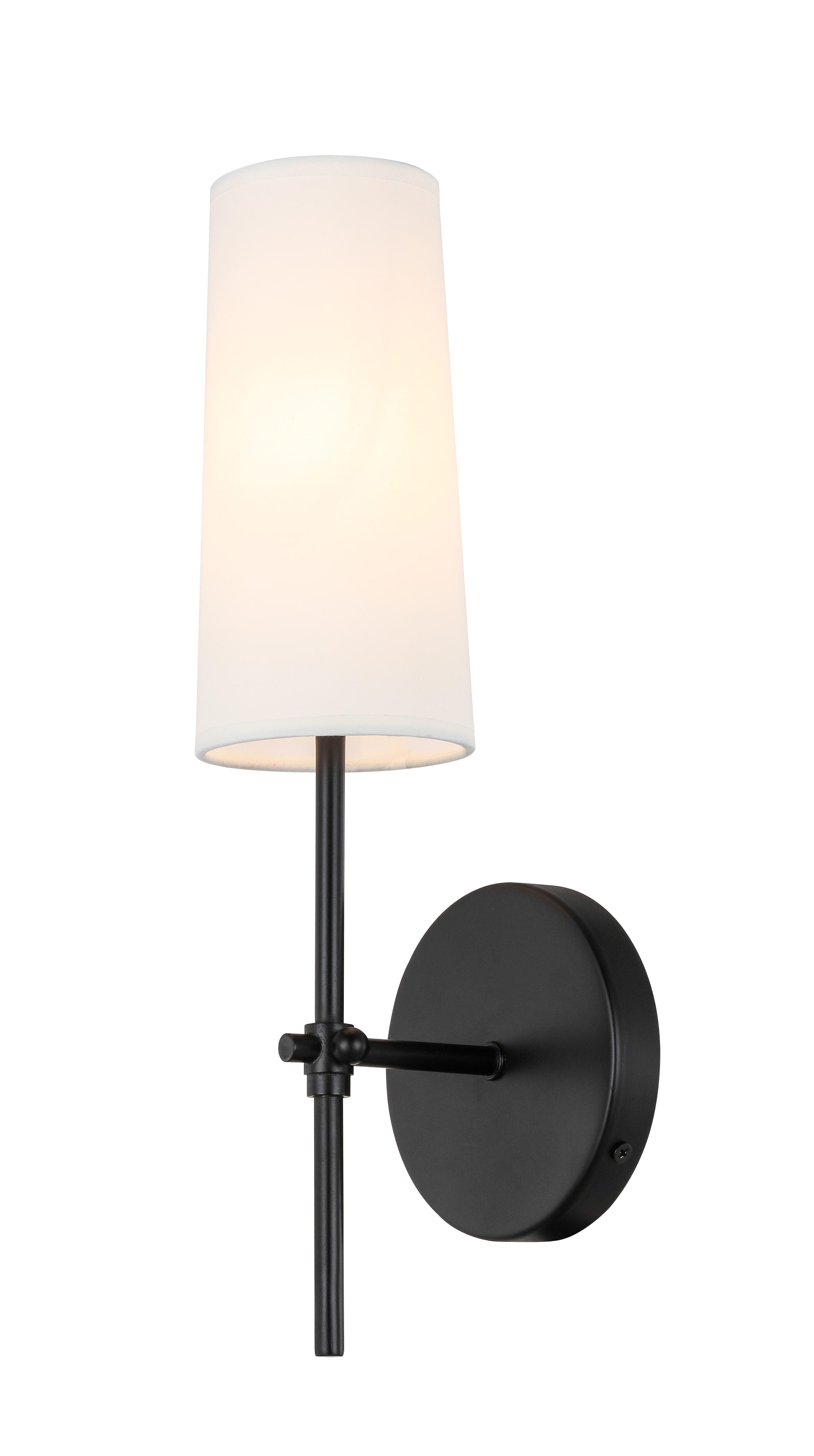 Mel 1 Light Black And White Shade Wall Sconce, Black/White, large
