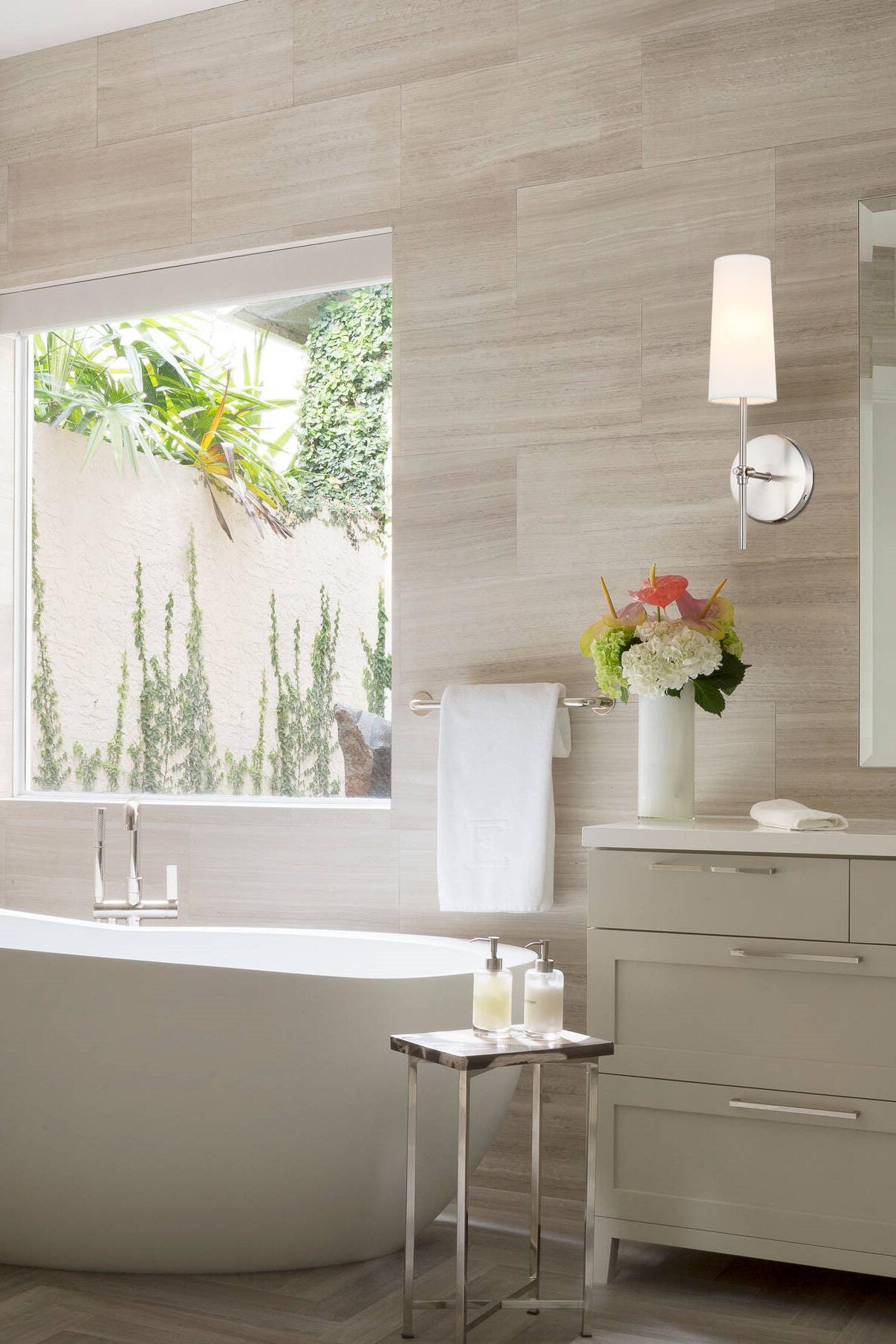 Mel 1 Light Burnished Nickel And White Shade Wall Sconce, Burnished Nickel/White, rollover