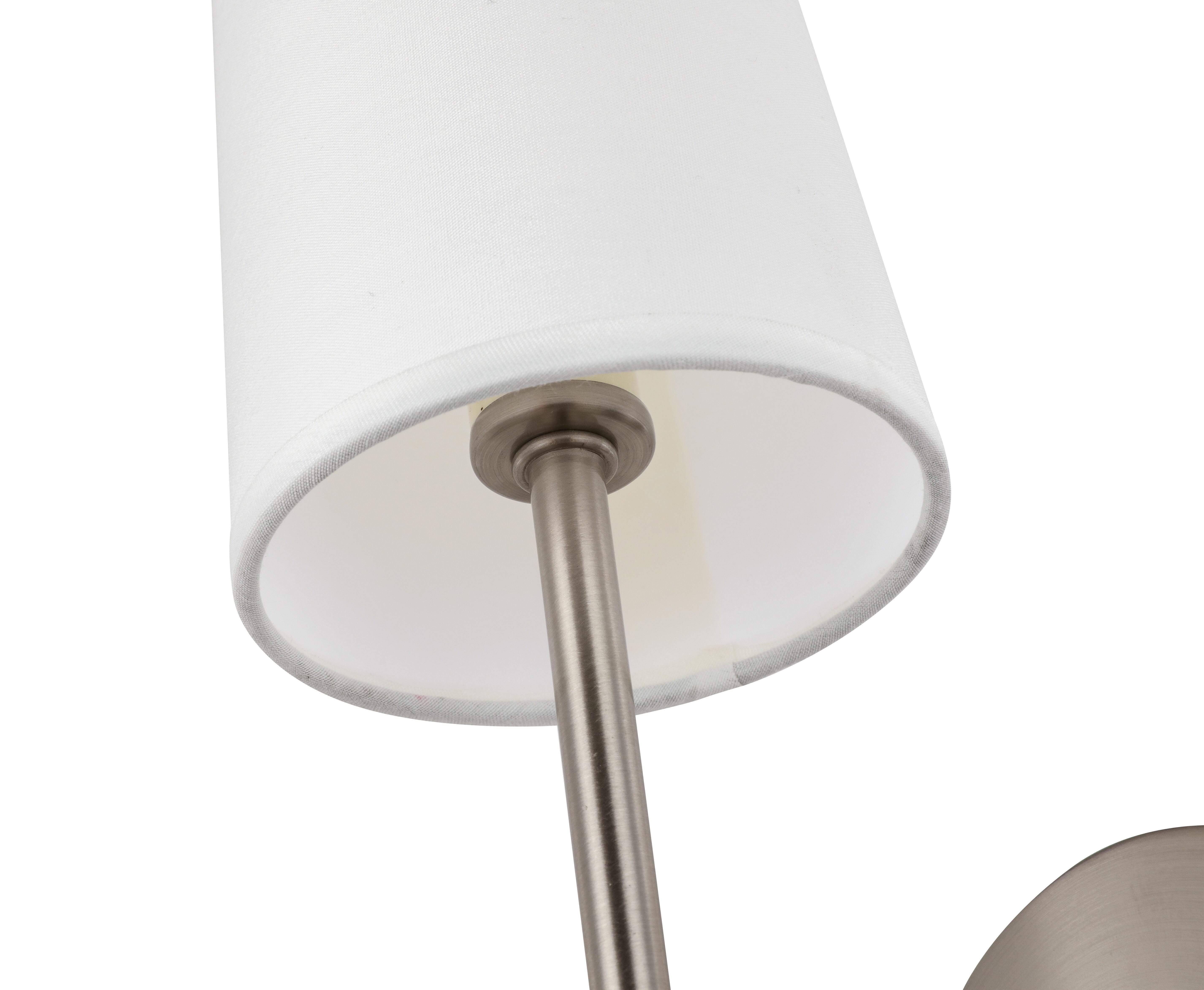 Mel 1 Light Burnished Nickel And White Shade Wall Sconce, Burnished Nickel/White, large