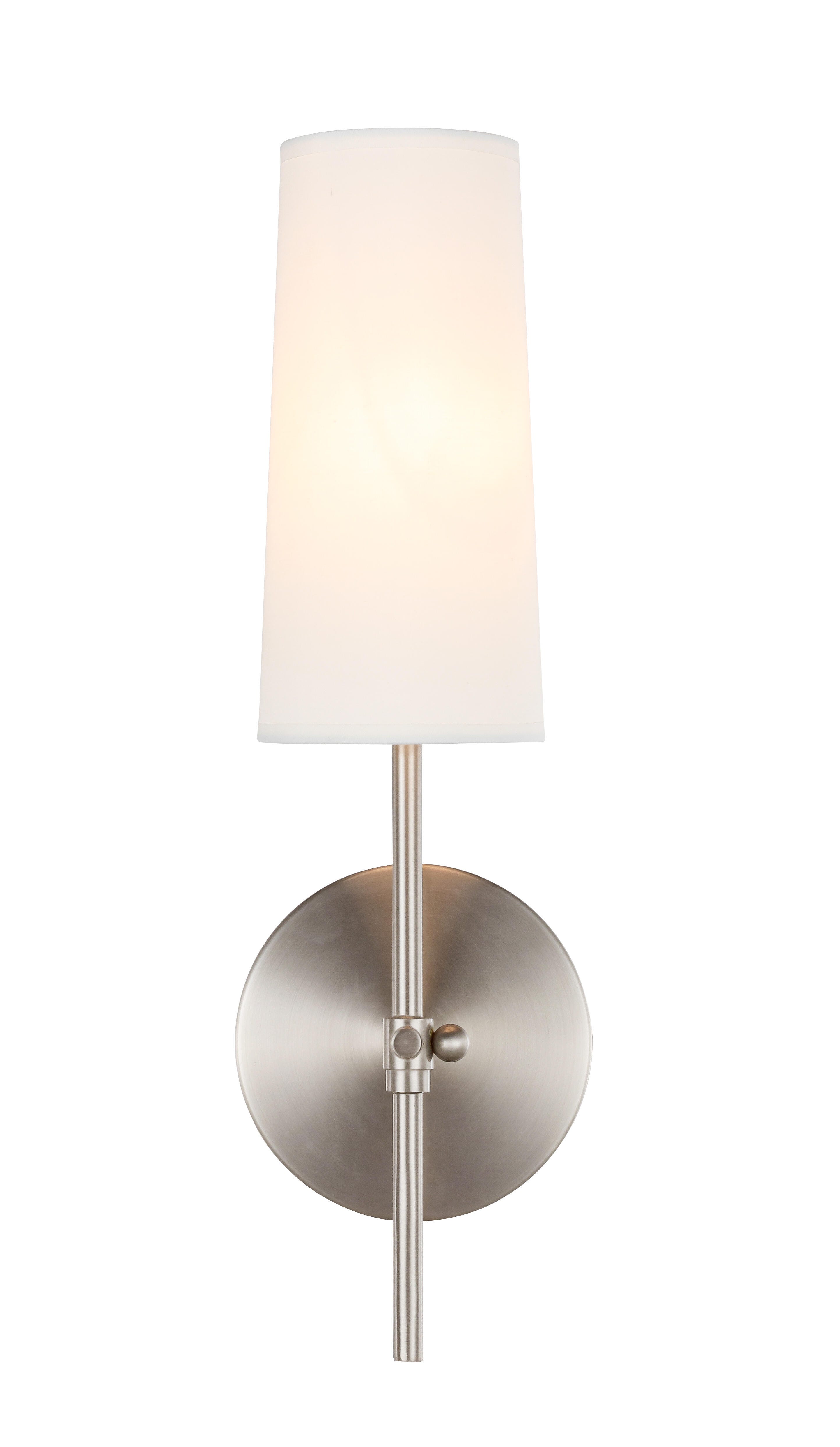 Mel 1 Light Burnished Nickel And White Shade Wall Sconce, Burnished Nickel/White, large